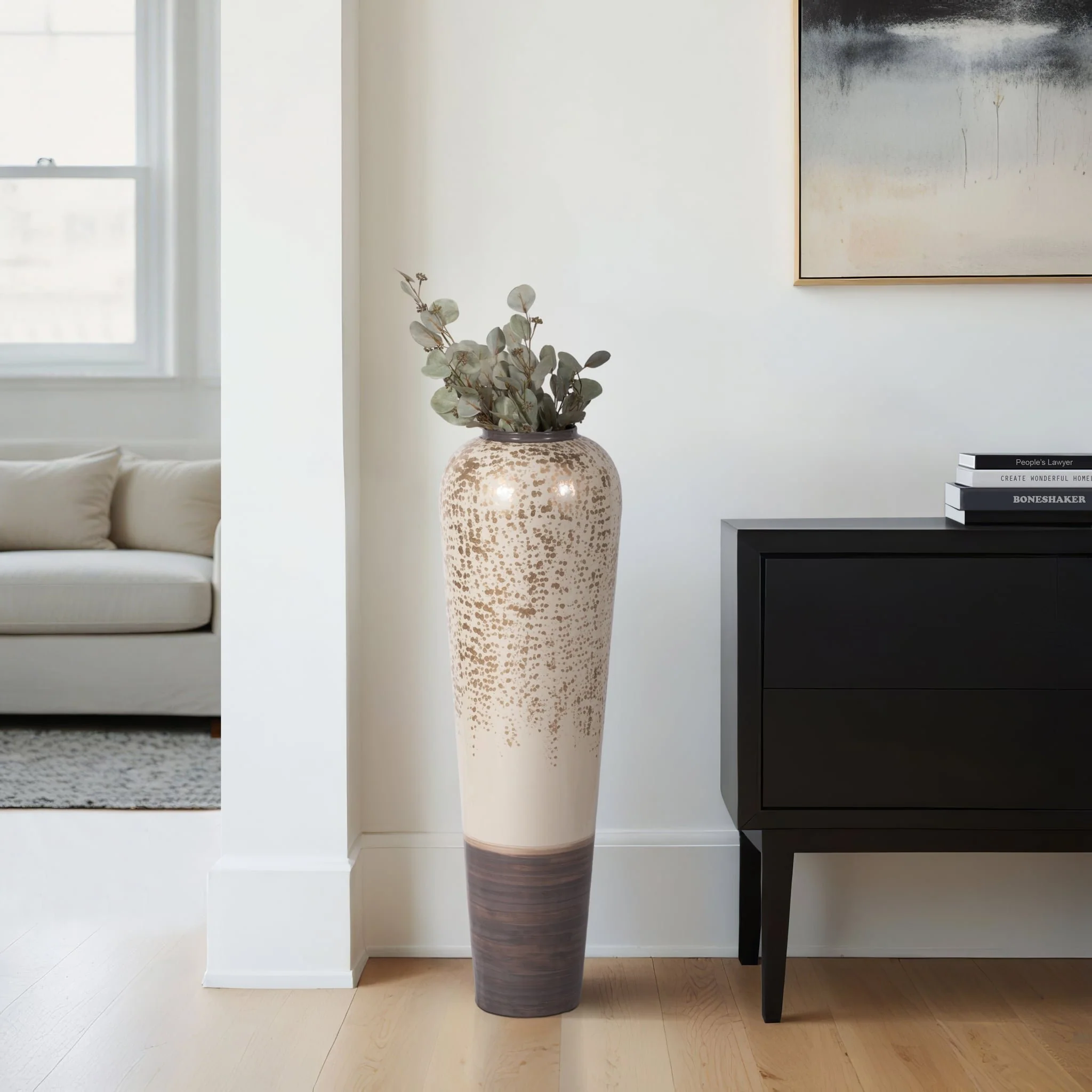 38" Opulence Metal Floor Vase, Grey Multi - Image 9