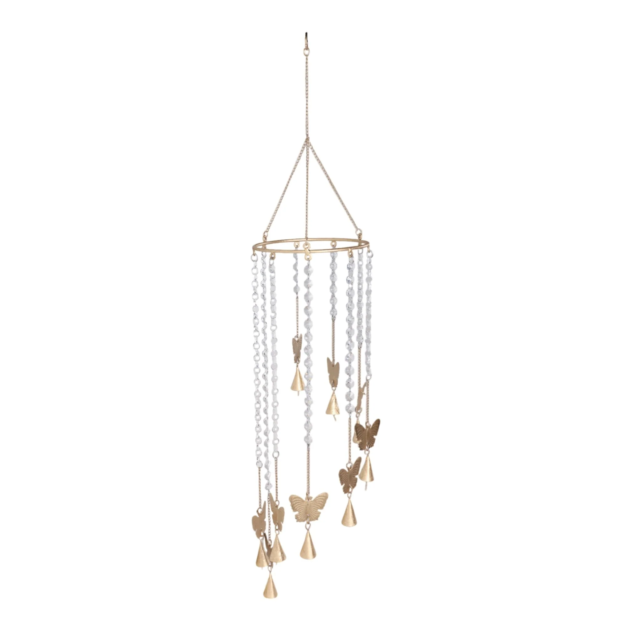 38x8" Butterflies And Crystals Chime, Clear/gold - Image 3