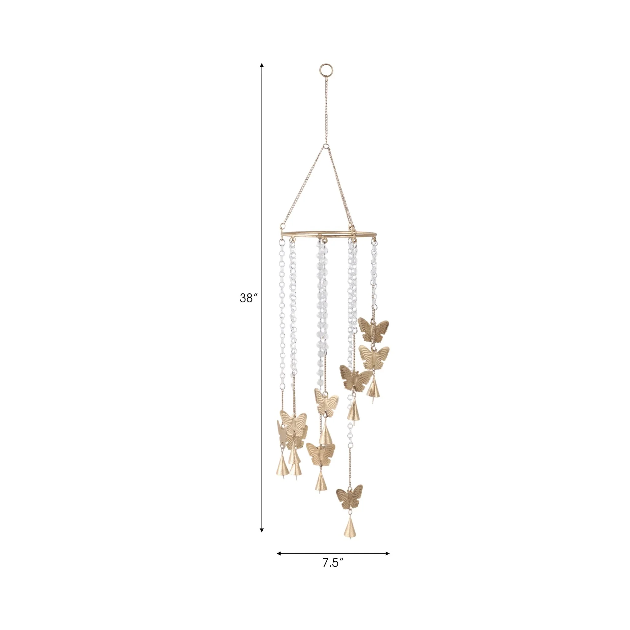 38x8" Butterflies And Crystals Chime, Clear/gold - Image 8