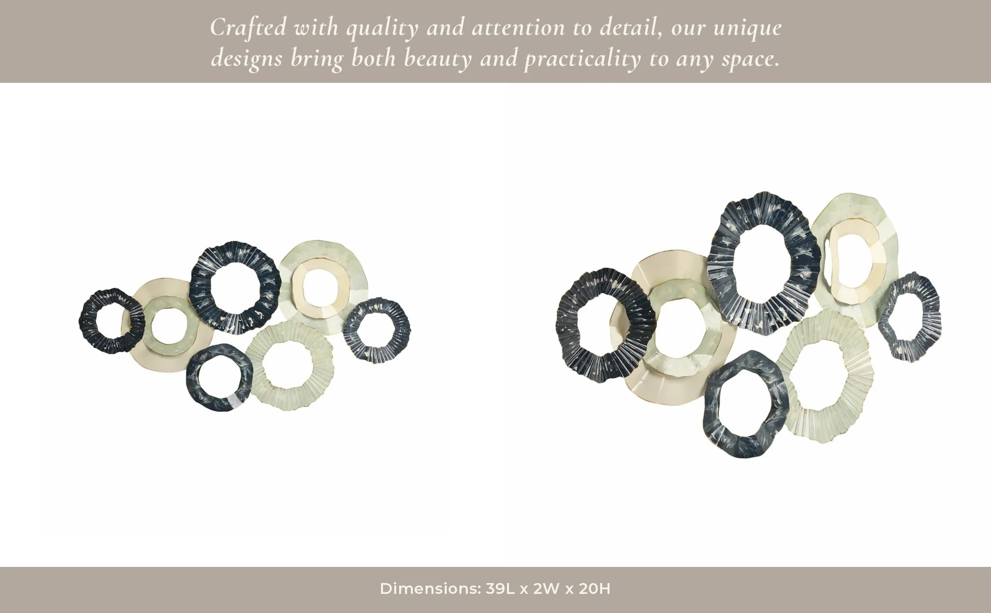 39" Open Cut Out Discs Metal Wall Decor, Multi - Image 9