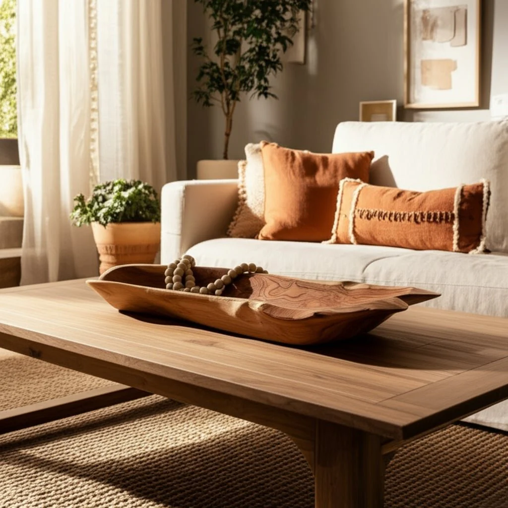39" Teak Wood Long Bowl, Natural - Image 10