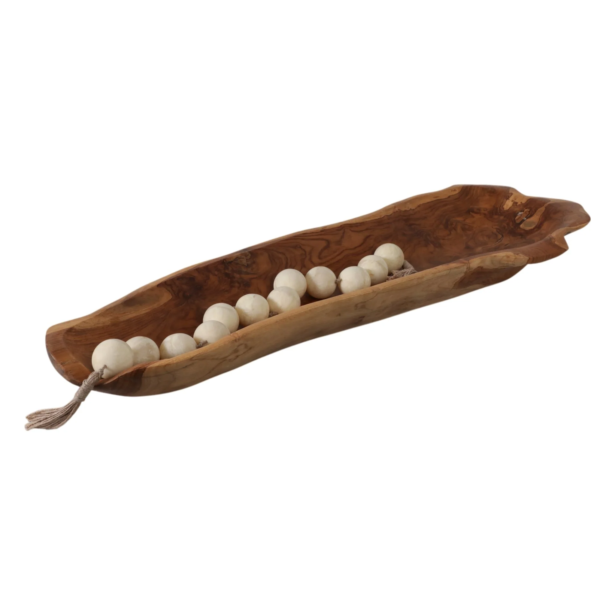 39" Teak Wood Long Bowl, Natural - Image 2