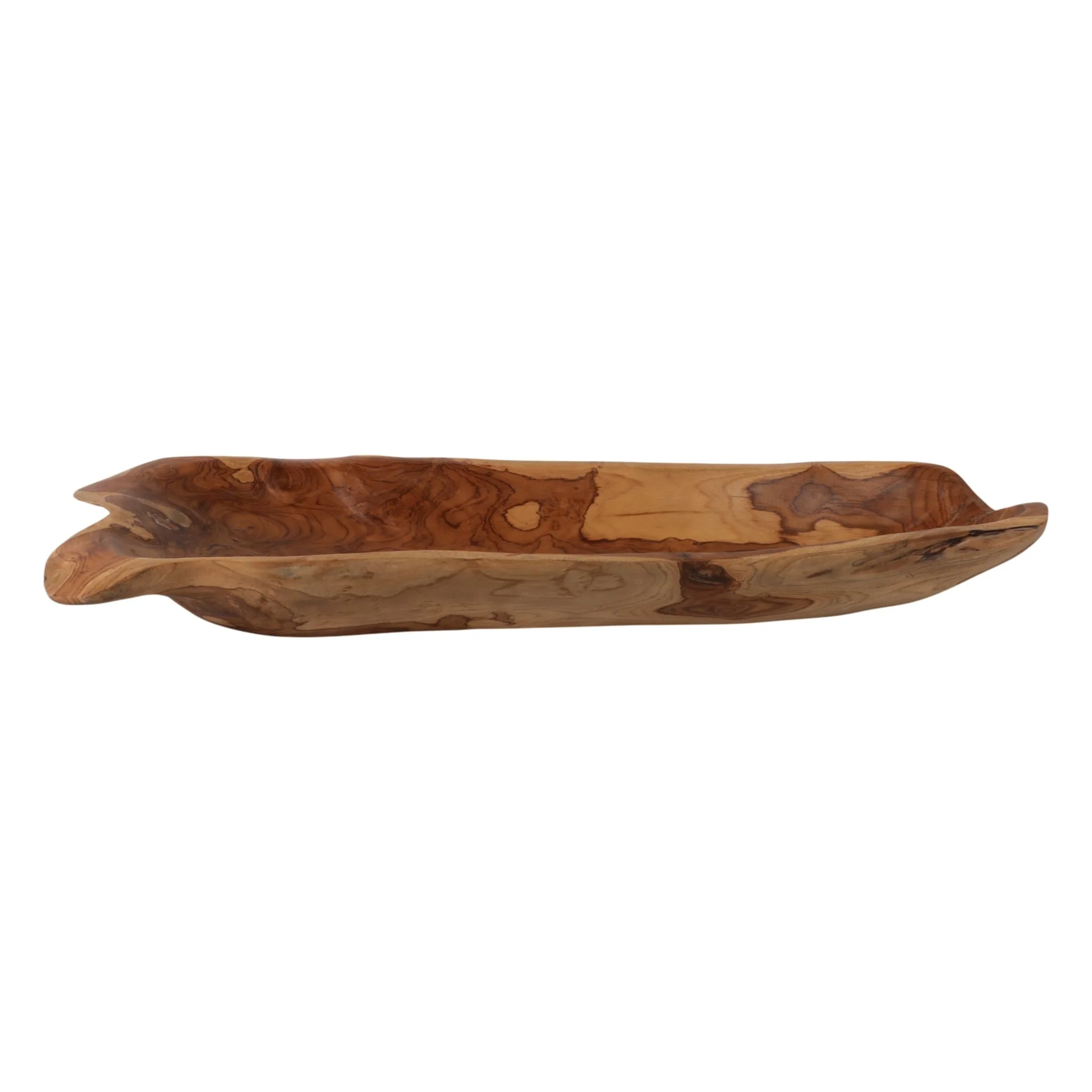 39" Teak Wood Long Bowl, Natural - Image 4