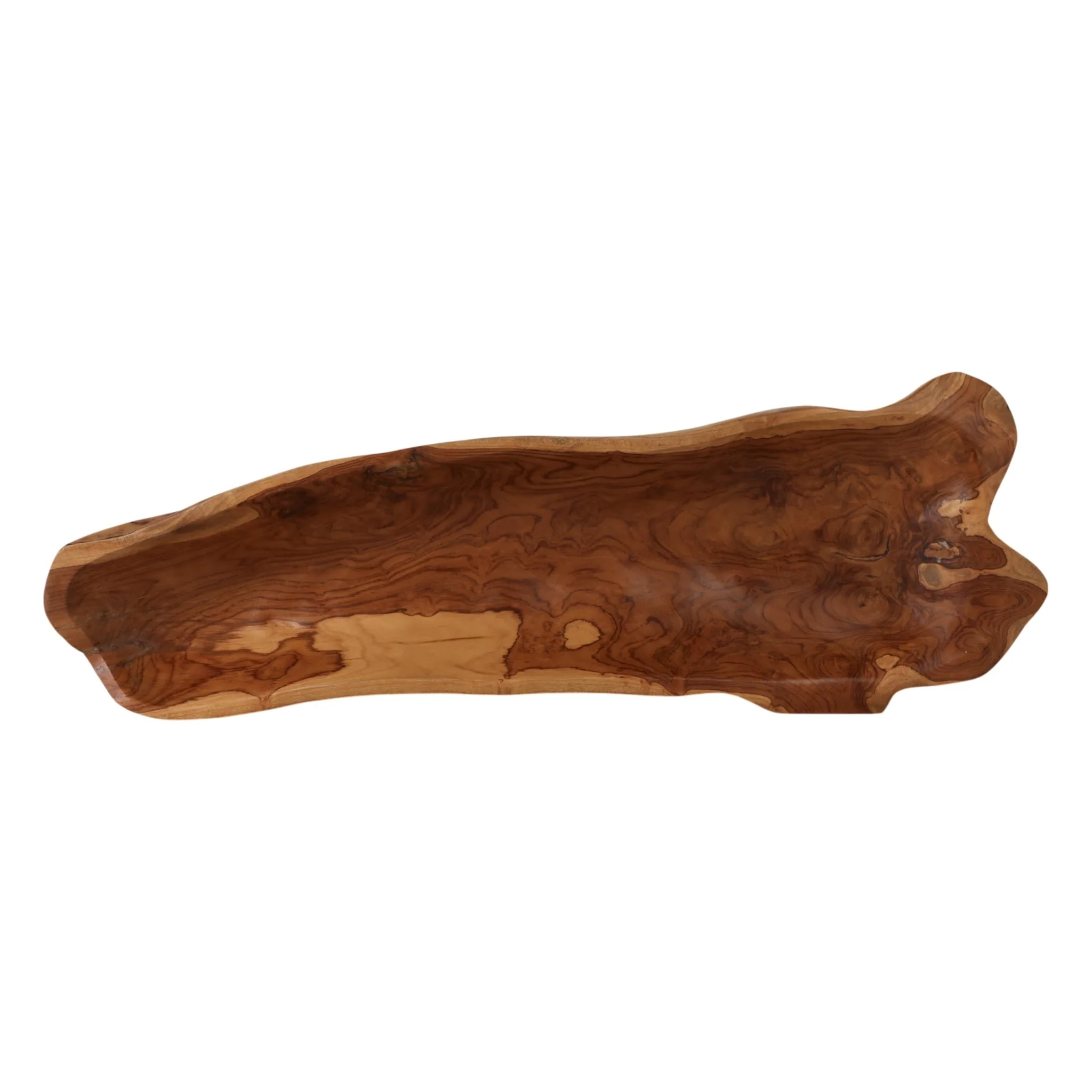39" Teak Wood Long Bowl, Natural - Image 6