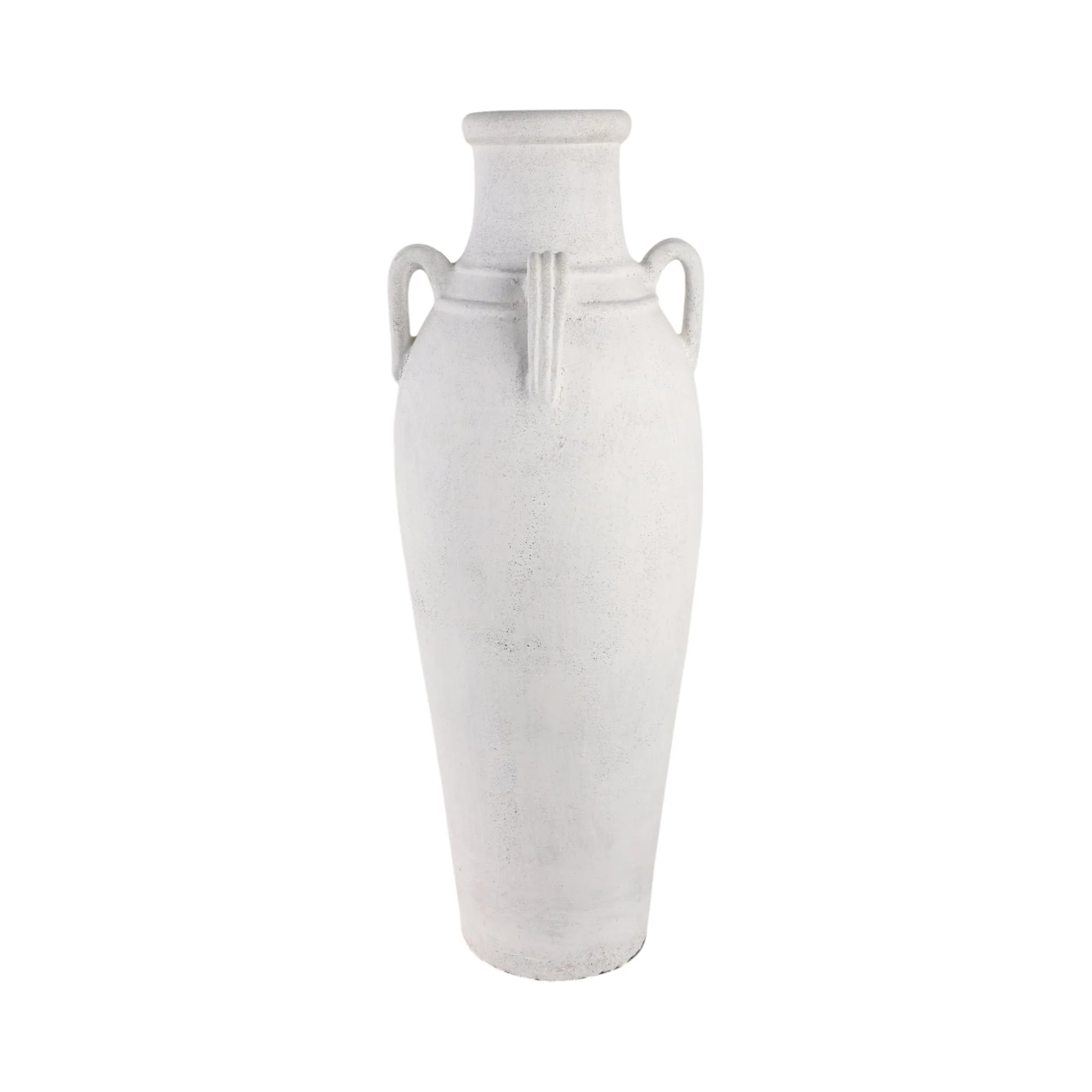 39" Terracotta Floor Vase W/handles, Ivory - Image 3