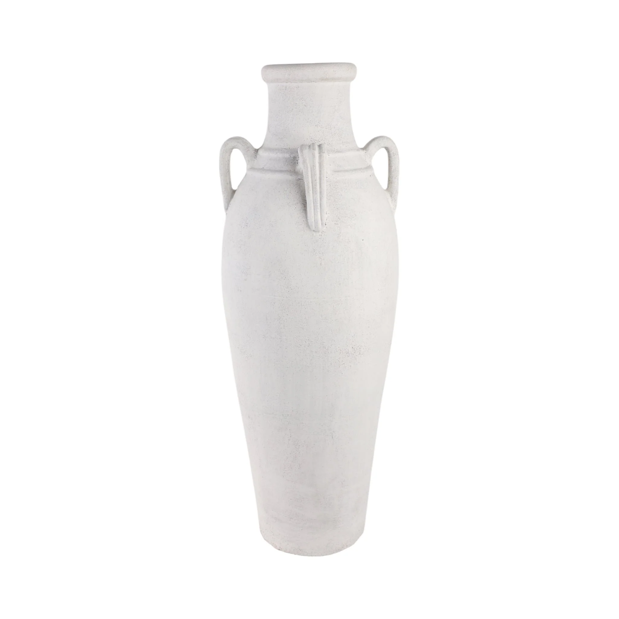 39" Terracotta Floor Vase W/handles, Ivory - Image 4