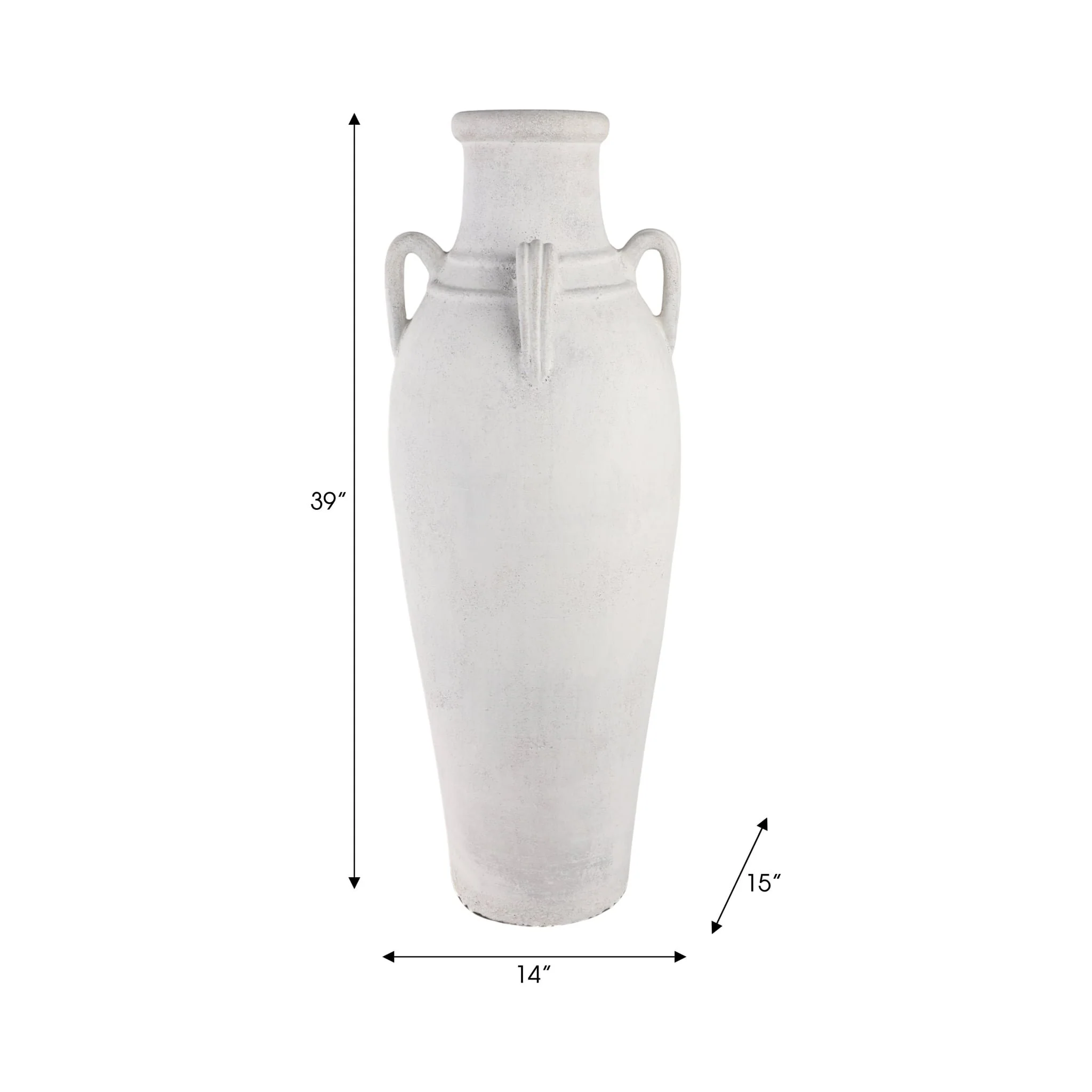 39" Terracotta Floor Vase W/handles, Ivory - Image 8