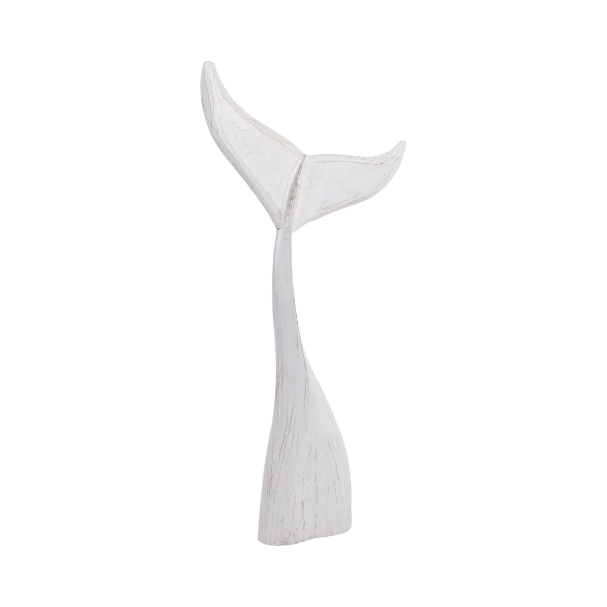 39" Wood Whale Tail Decor, Wht - Image 2