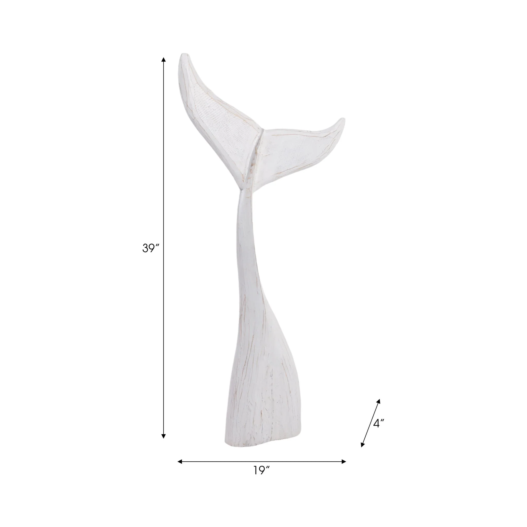 39" Wood Whale Tail Decor, Wht - Image 8