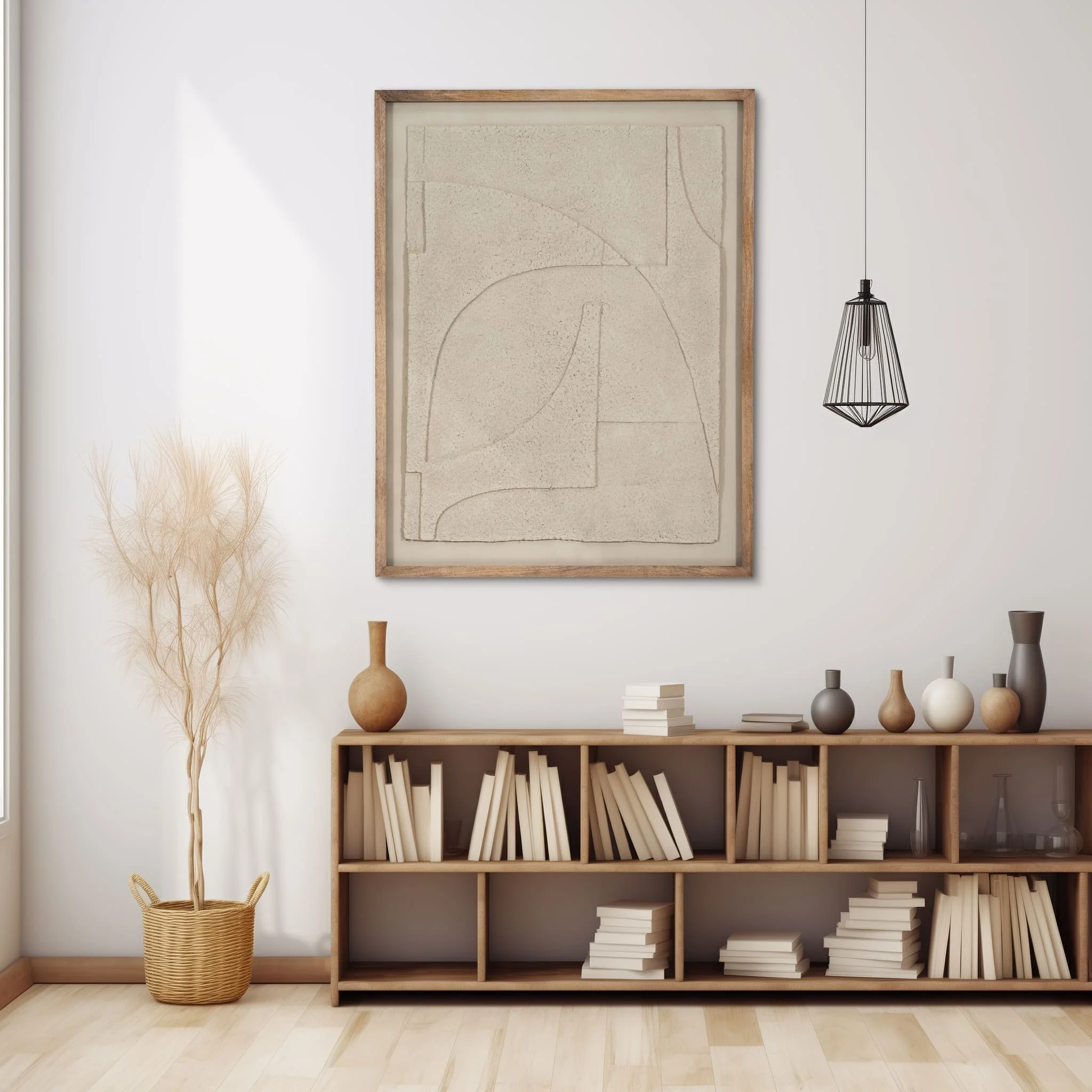 39x50 Paper Mache Wall Art Framed Glass, Off-white - Image 11