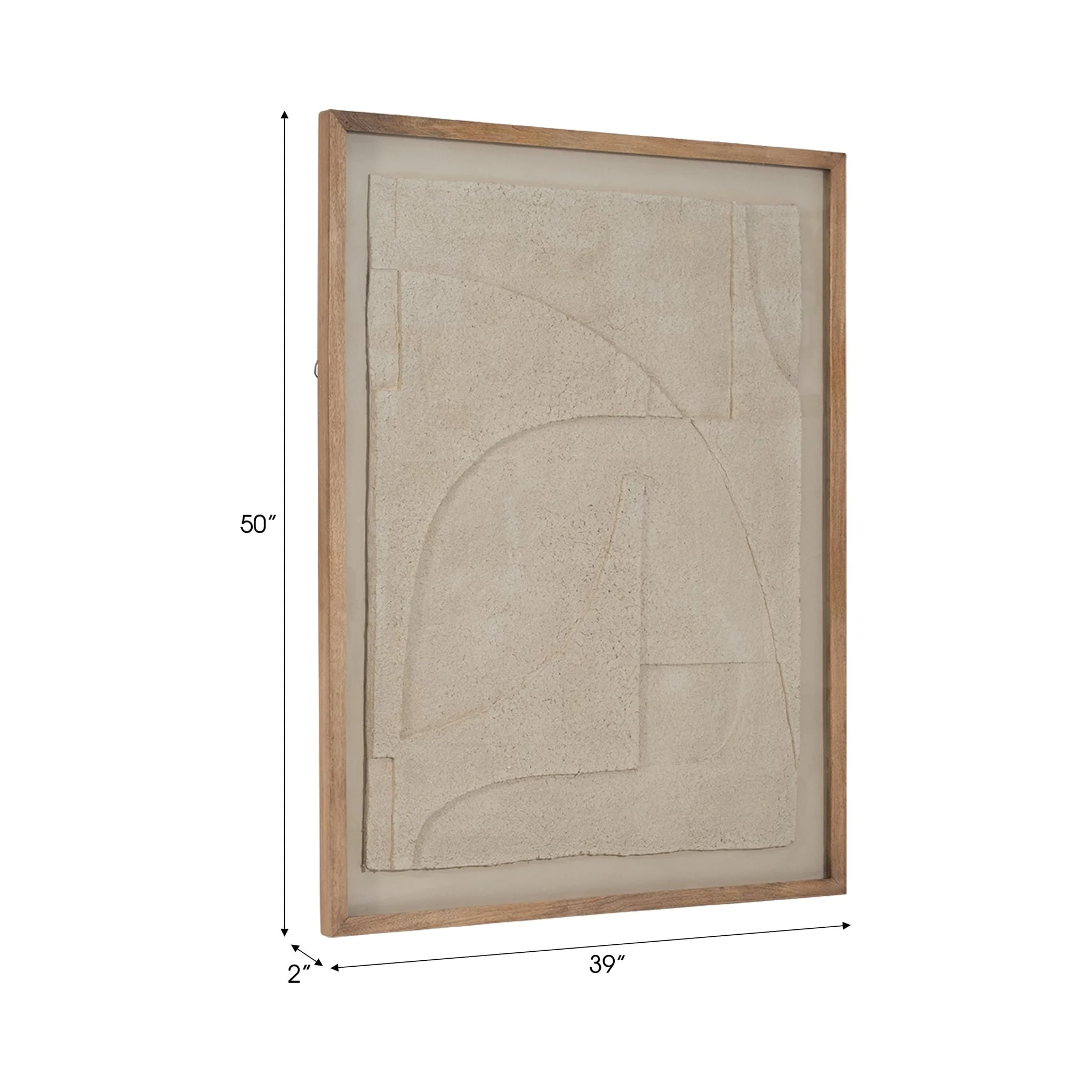 39x50 Paper Mache Wall Art Framed Glass, Off-white - Image 8