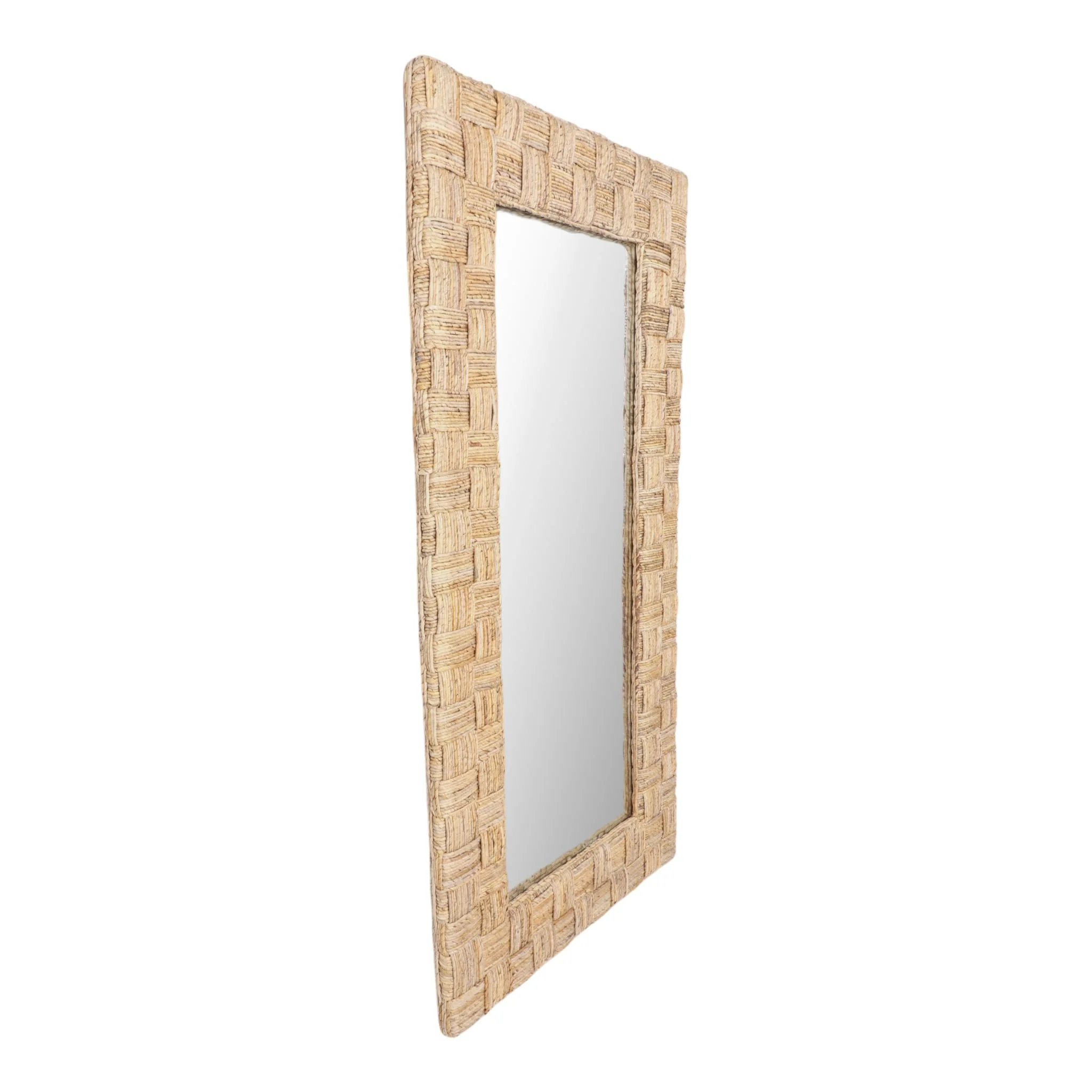 39"x79" Woven Abaca Leaner Mirror, Natural - Image 2