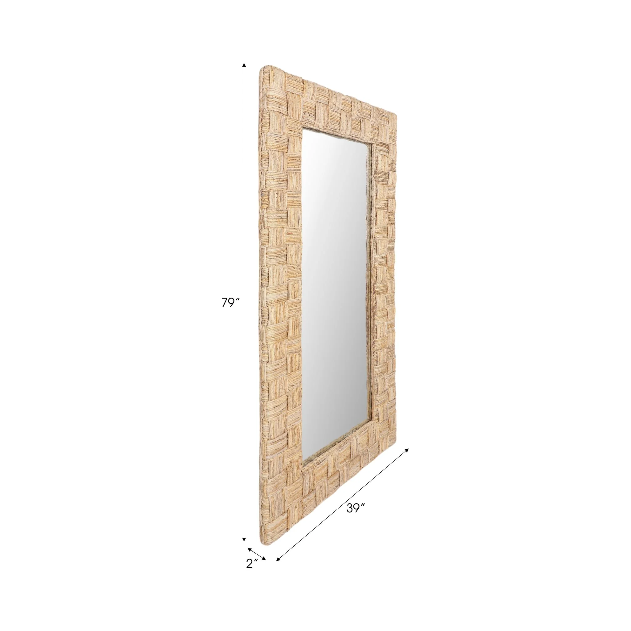 39"x79" Woven Abaca Leaner Mirror, Natural - Image 7