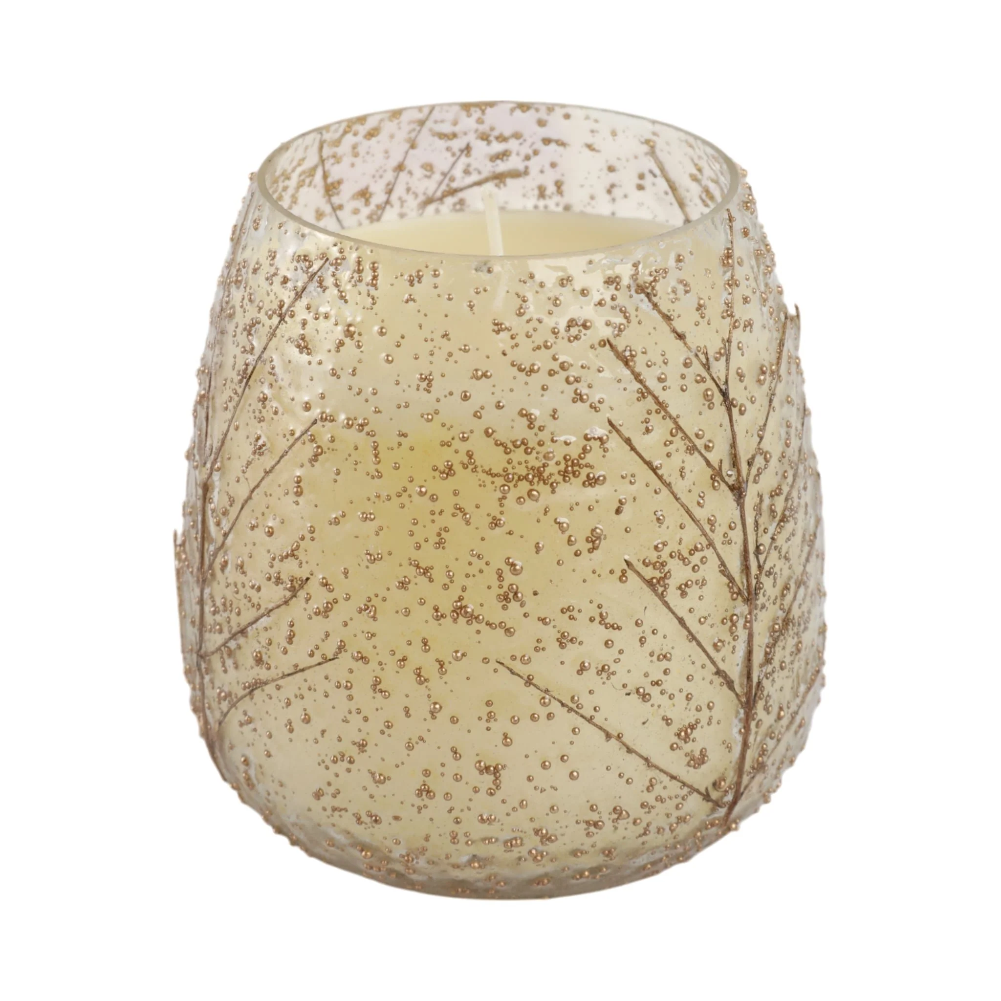 4" 12 Oz Cinnamon Textured Leaf Candle, Br - Image 2