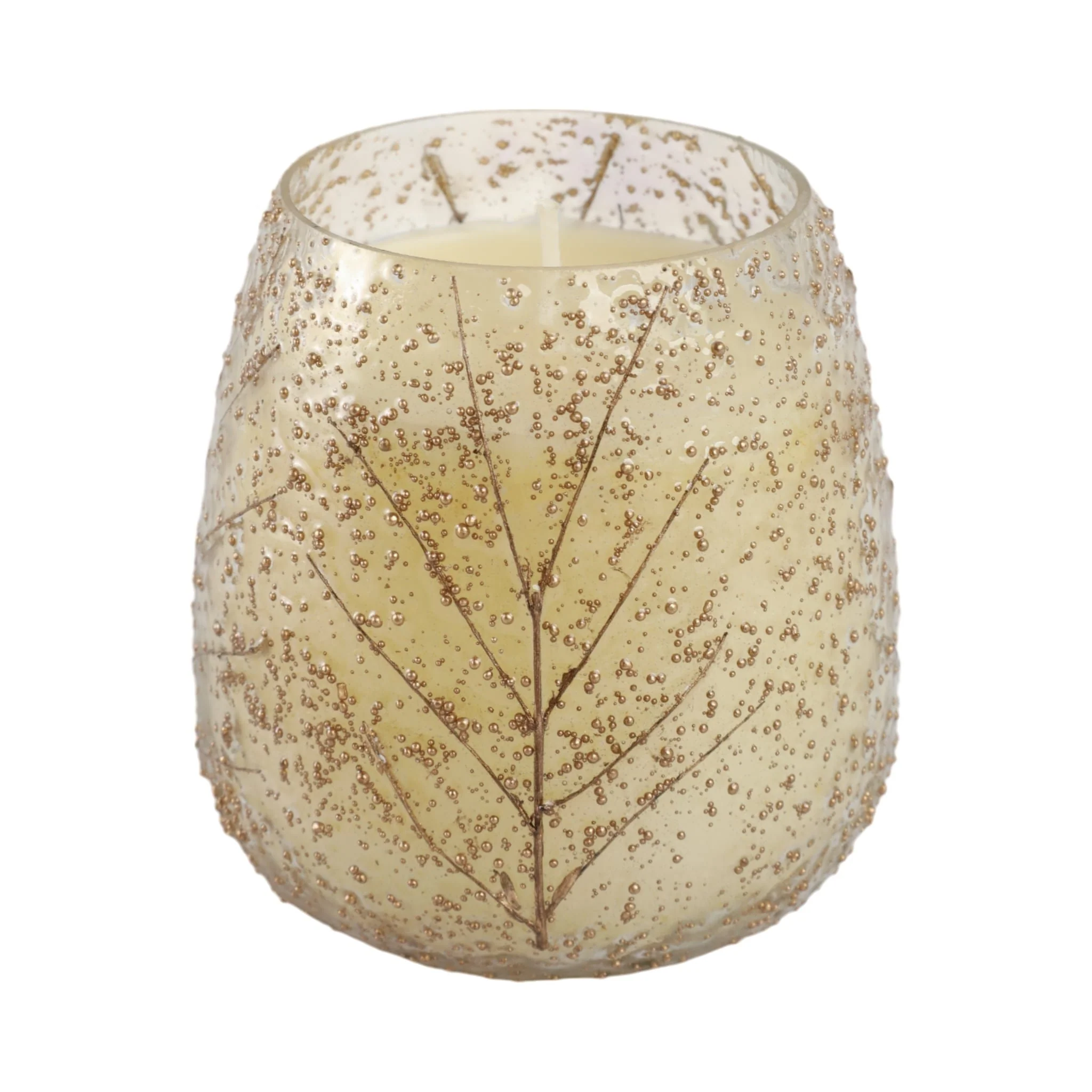 4" 12 Oz Cinnamon Textured Leaf Candle, Br - Image 3