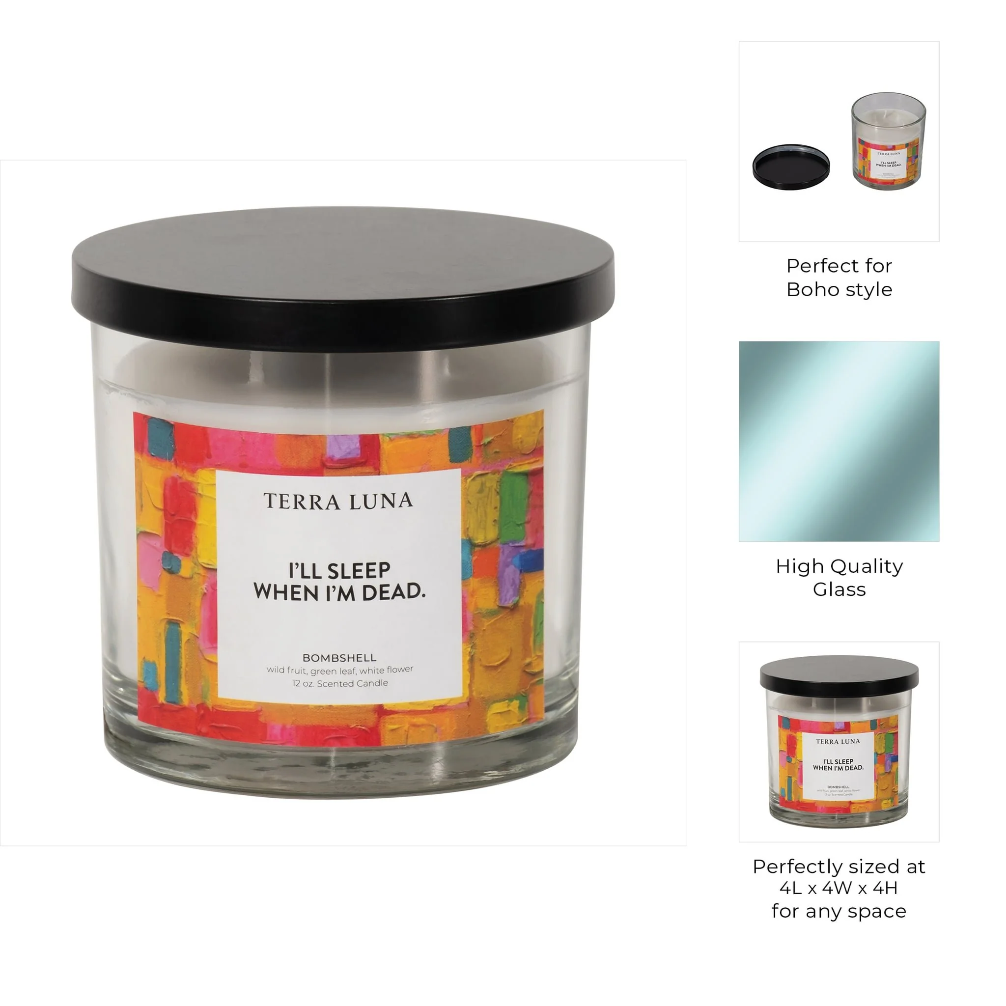 4" 12 Oz Sleep When I'm Dead Lidded Candle - Image 8