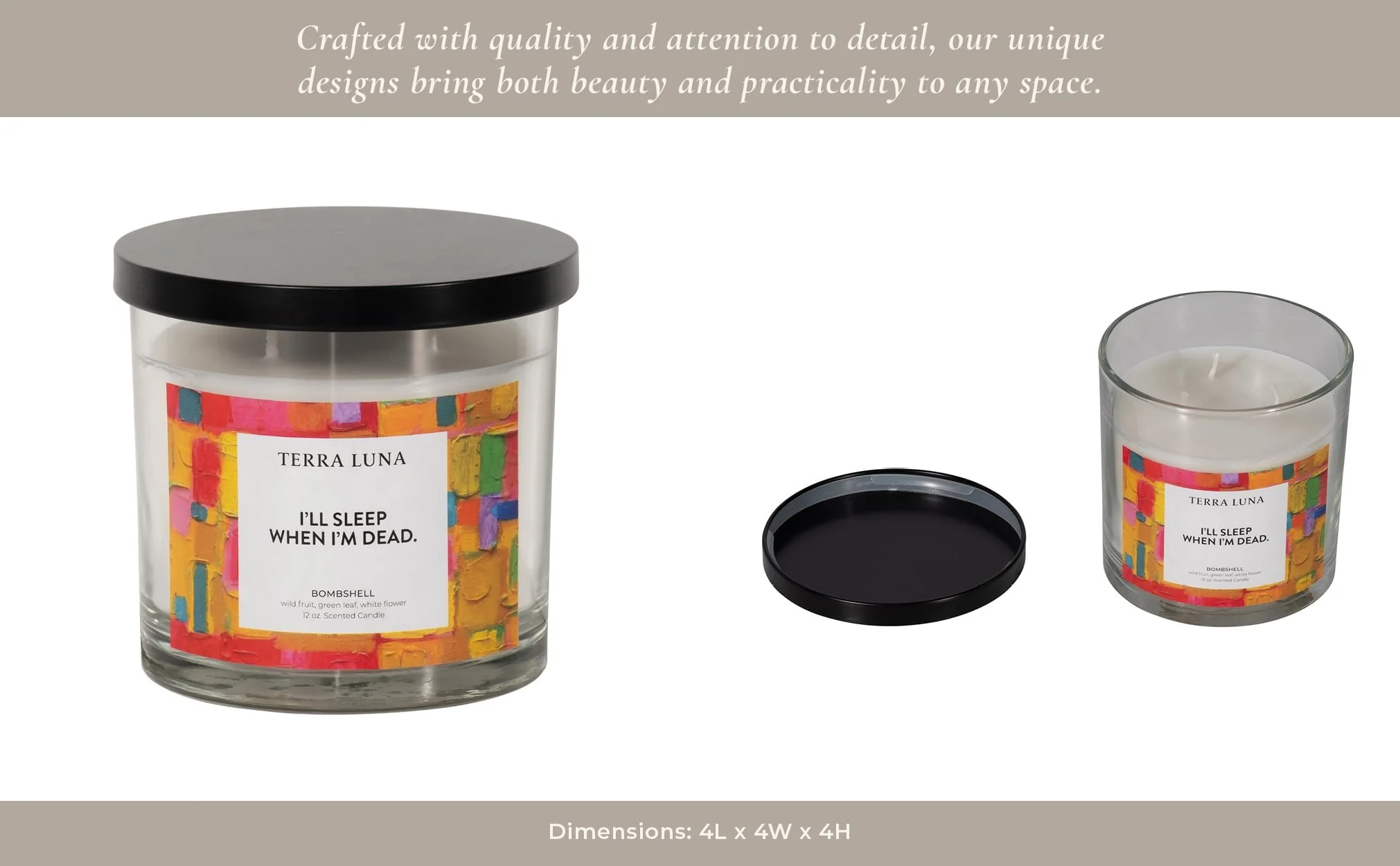 4" 12 Oz Sleep When I'm Dead Lidded Candle - Image 9
