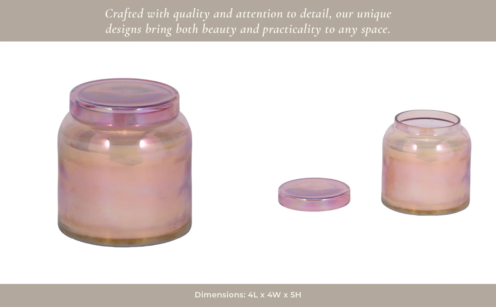 4" 21 Oz Jasmine Luster Lidded Candle, Pink - Image 11