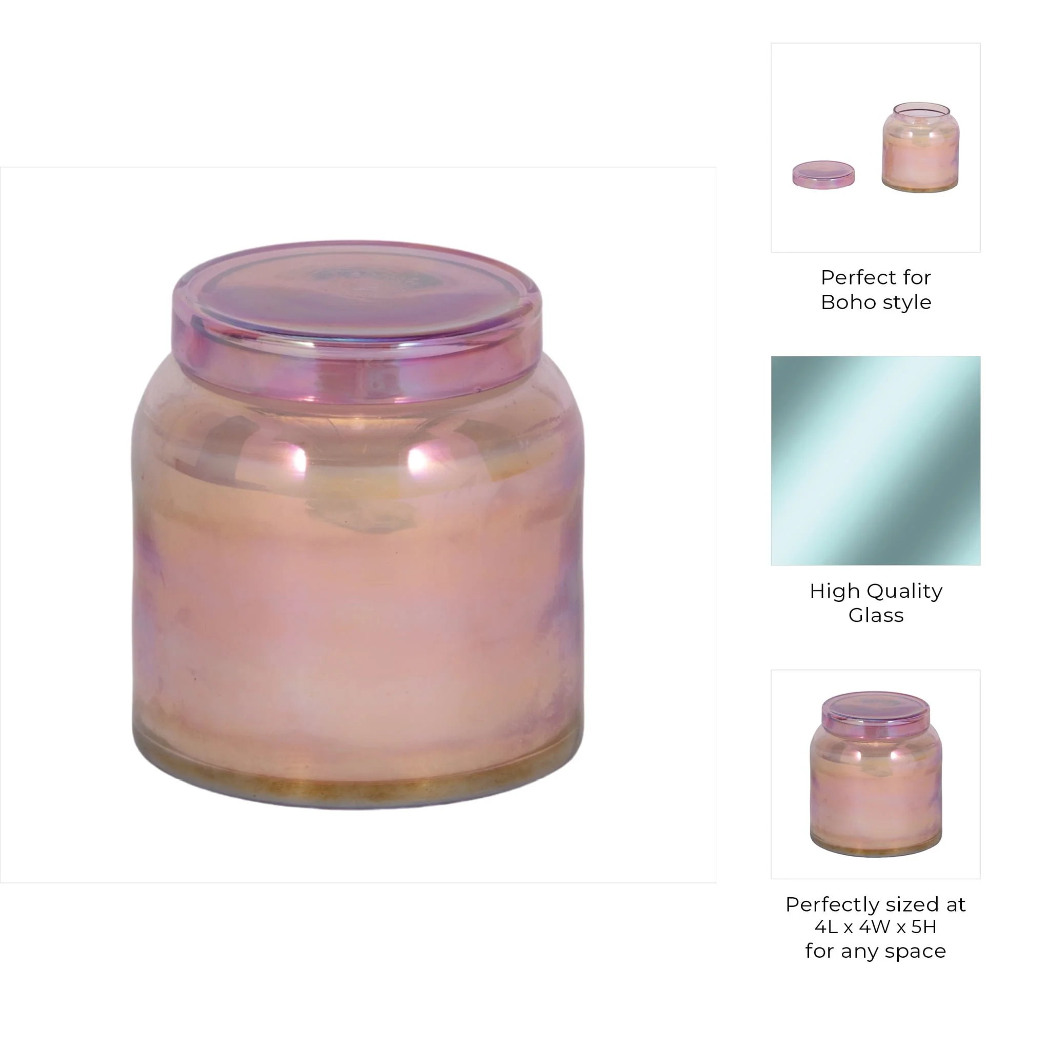 4" 21 Oz Jasmine Luster Lidded Candle, Pink - Image 9
