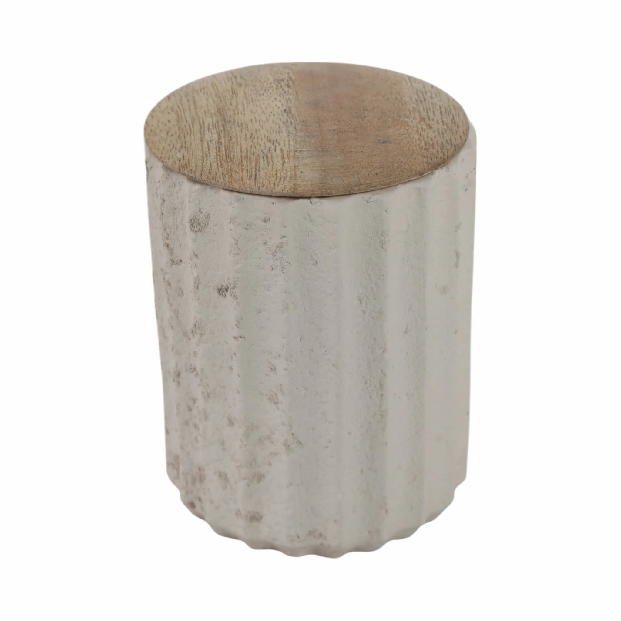 4" 6 Oz Euclyptus & Sage Ridged Cndle W/lid, Cream - Image 2