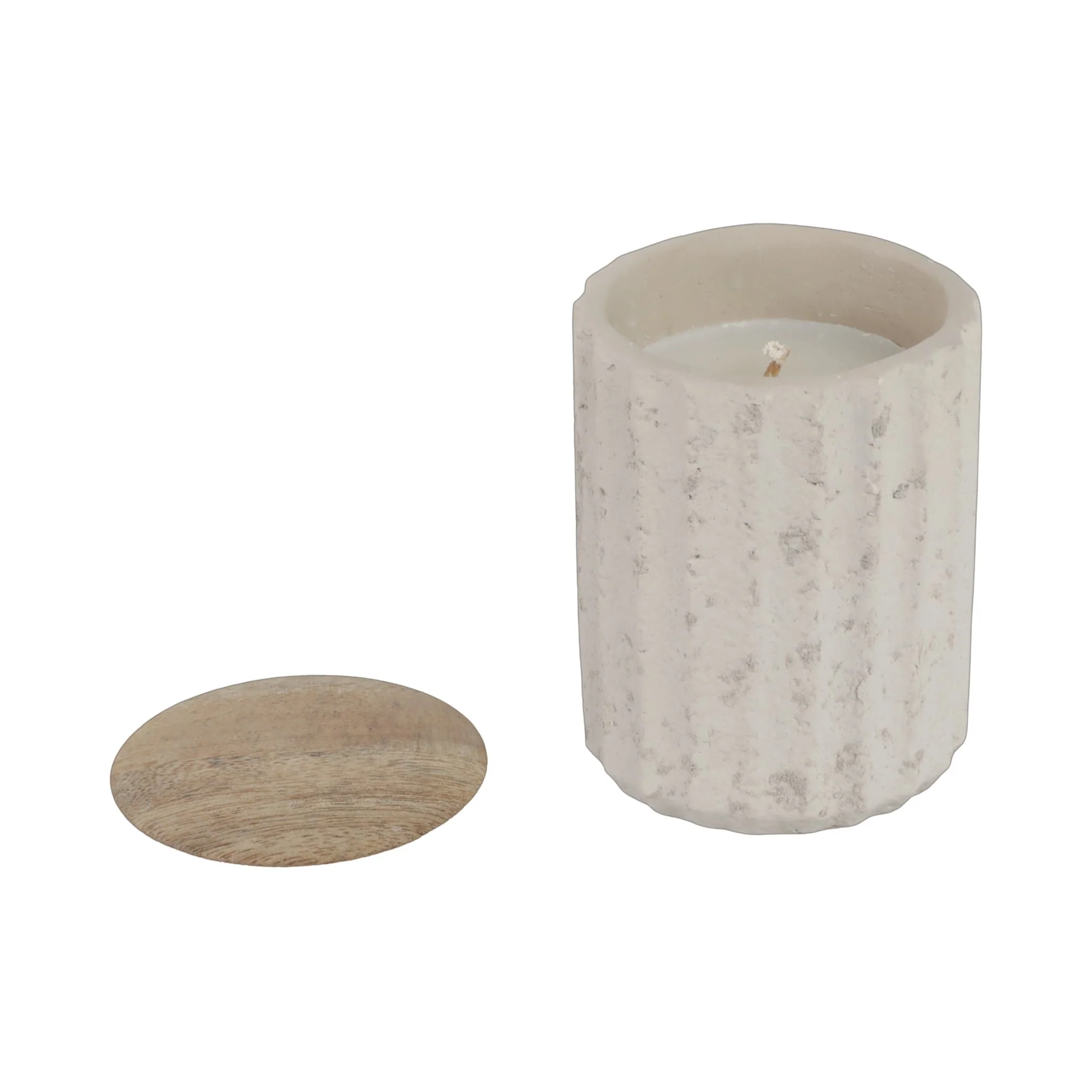 4" 6 Oz Euclyptus & Sage Ridged Cndle W/lid, Cream - Image 3