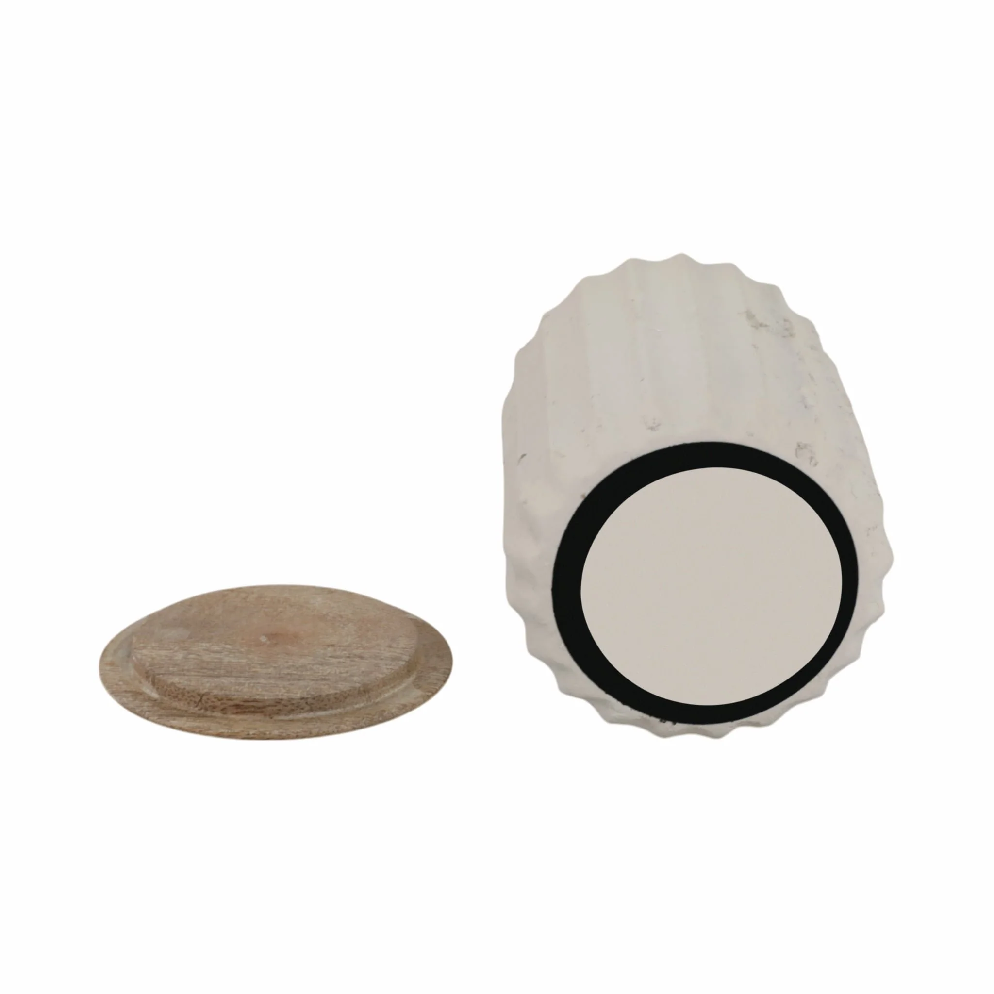 4" 6 Oz Euclyptus & Sage Ridged Cndle W/lid, Cream - Image 6