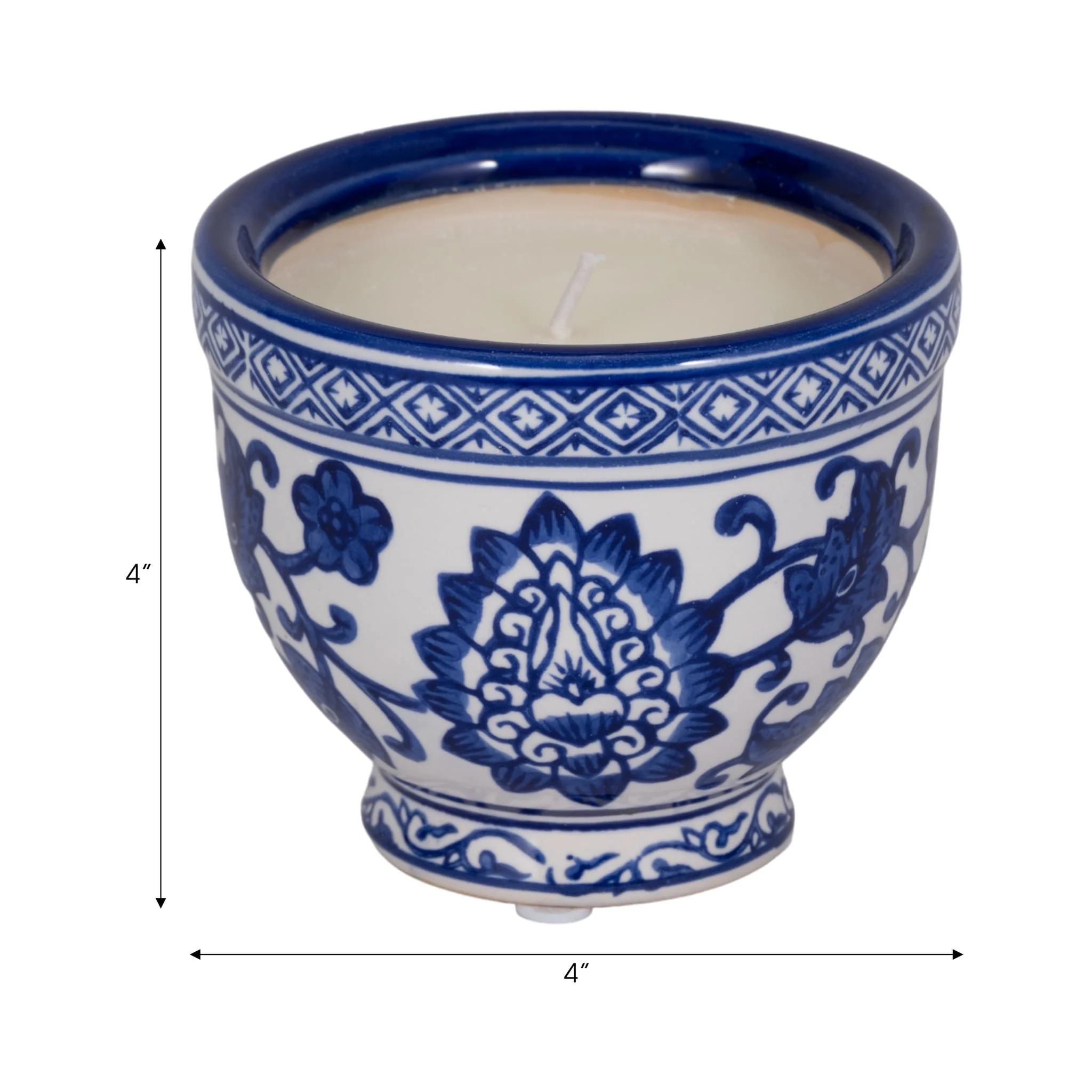 4", 6oz Bowl Chinoiserie Candle, Blue/white - Image 8
