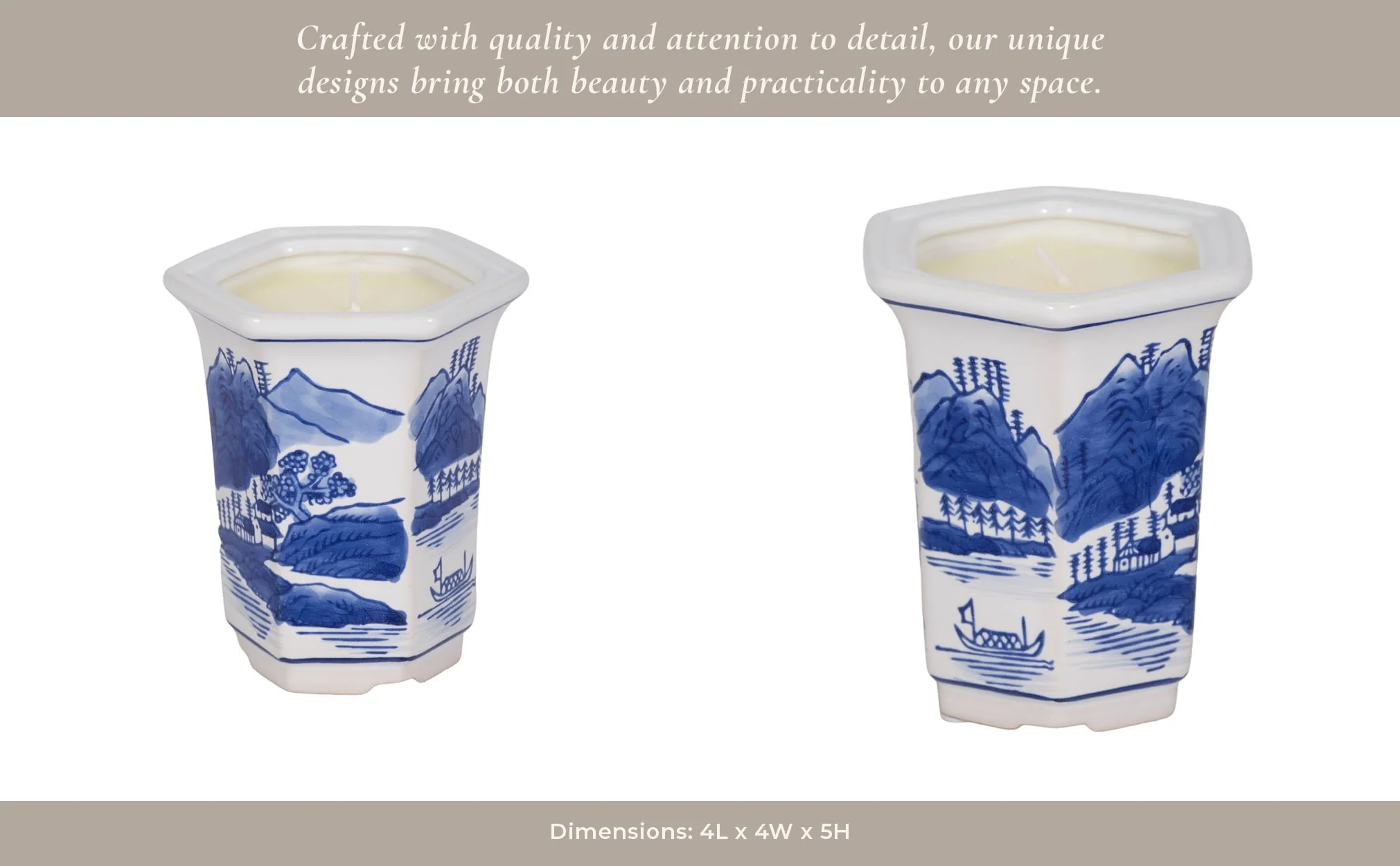 4", 6oz  Chinoiserie Candle , Blue/white - Image 12