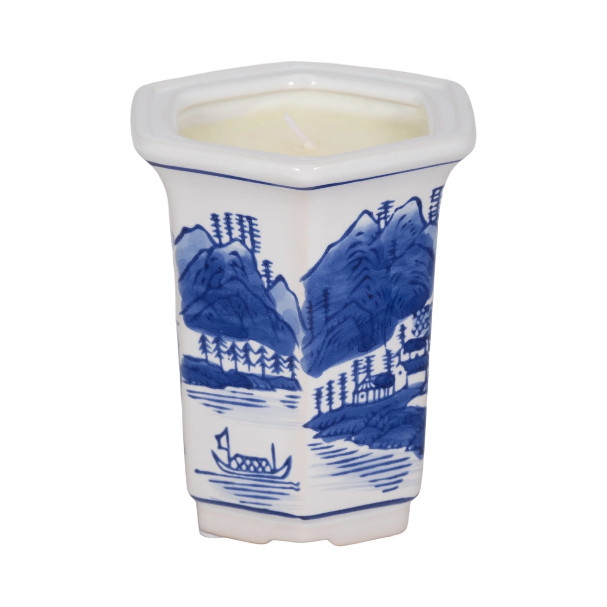 4", 6oz  Chinoiserie Candle , Blue/white - Image 2