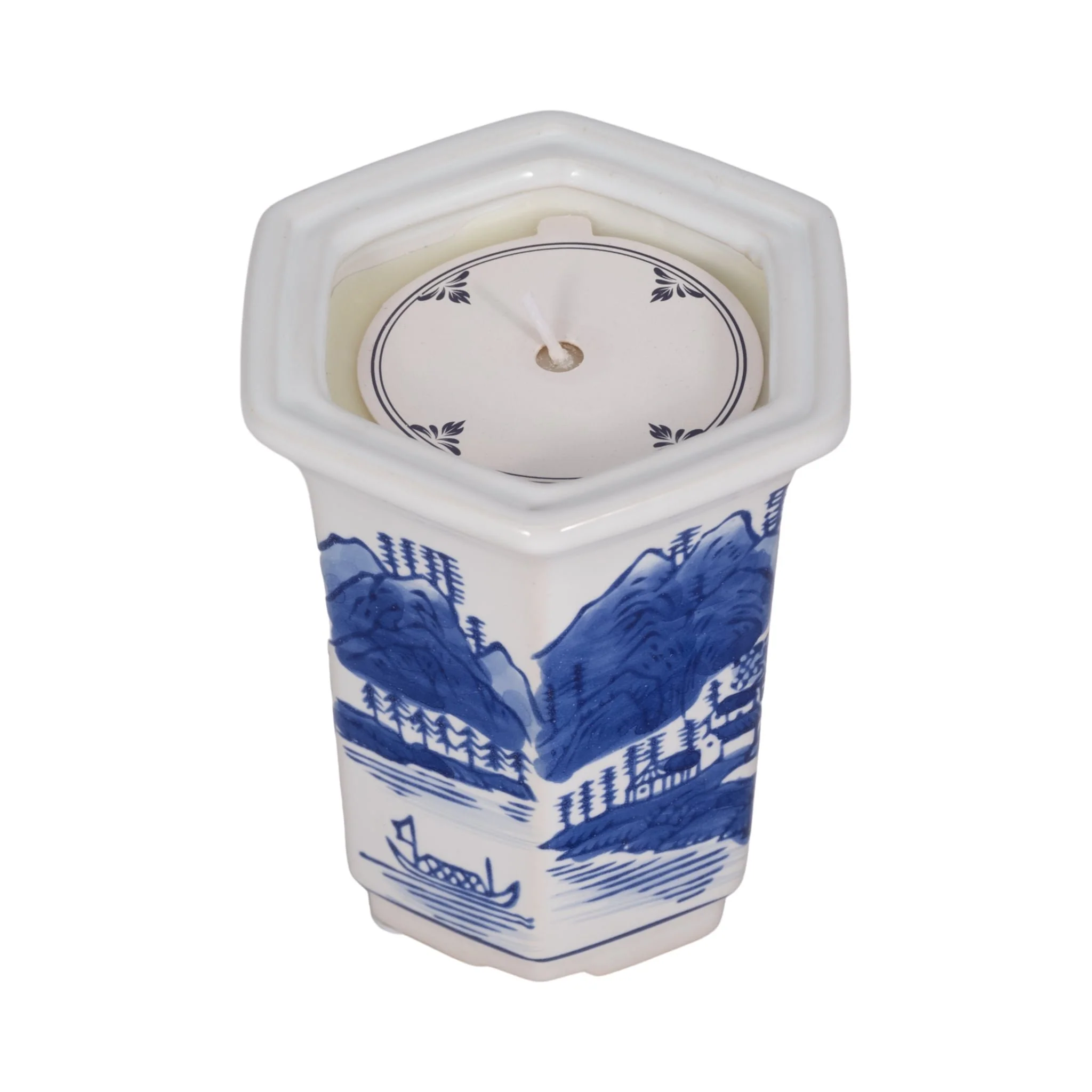 4", 6oz  Chinoiserie Candle , Blue/white - Image 3
