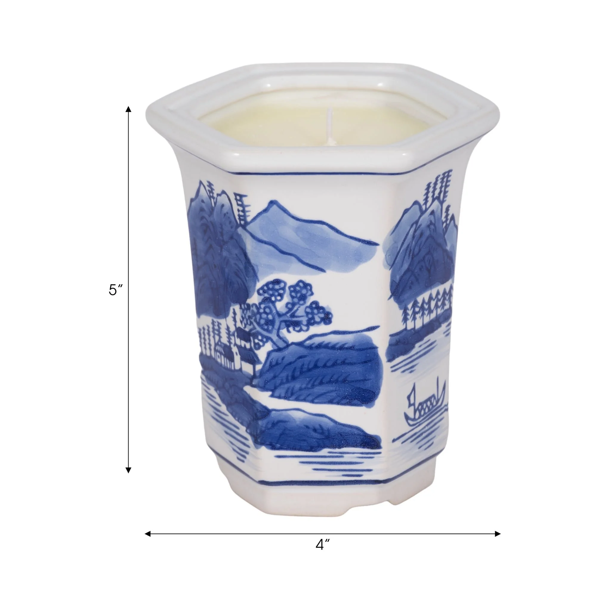 4", 6oz  Chinoiserie Candle , Blue/white - Image 8