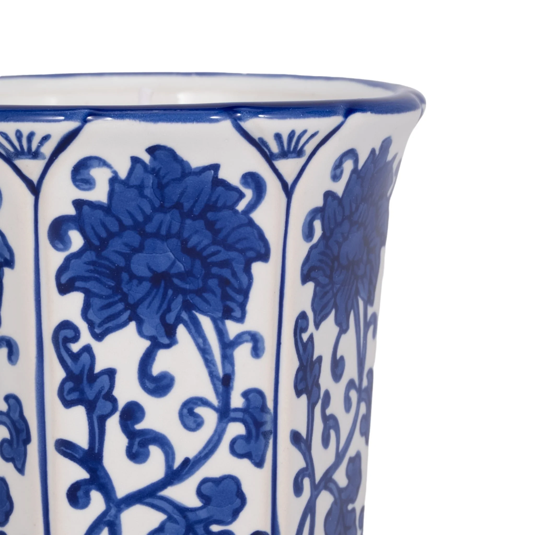 4", 6oz Fluted Chinoiserie Candle , Blue/white - Image 5