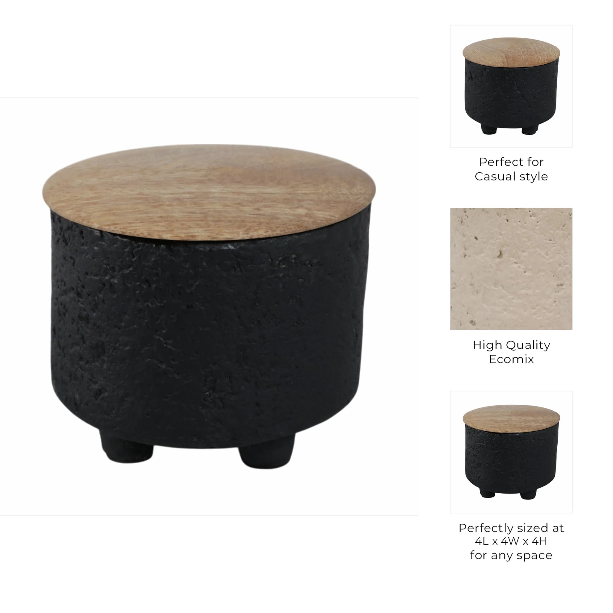4" 7 Oz Balsam & Myrrh Footed Candle With Lid, Blk - Image 8
