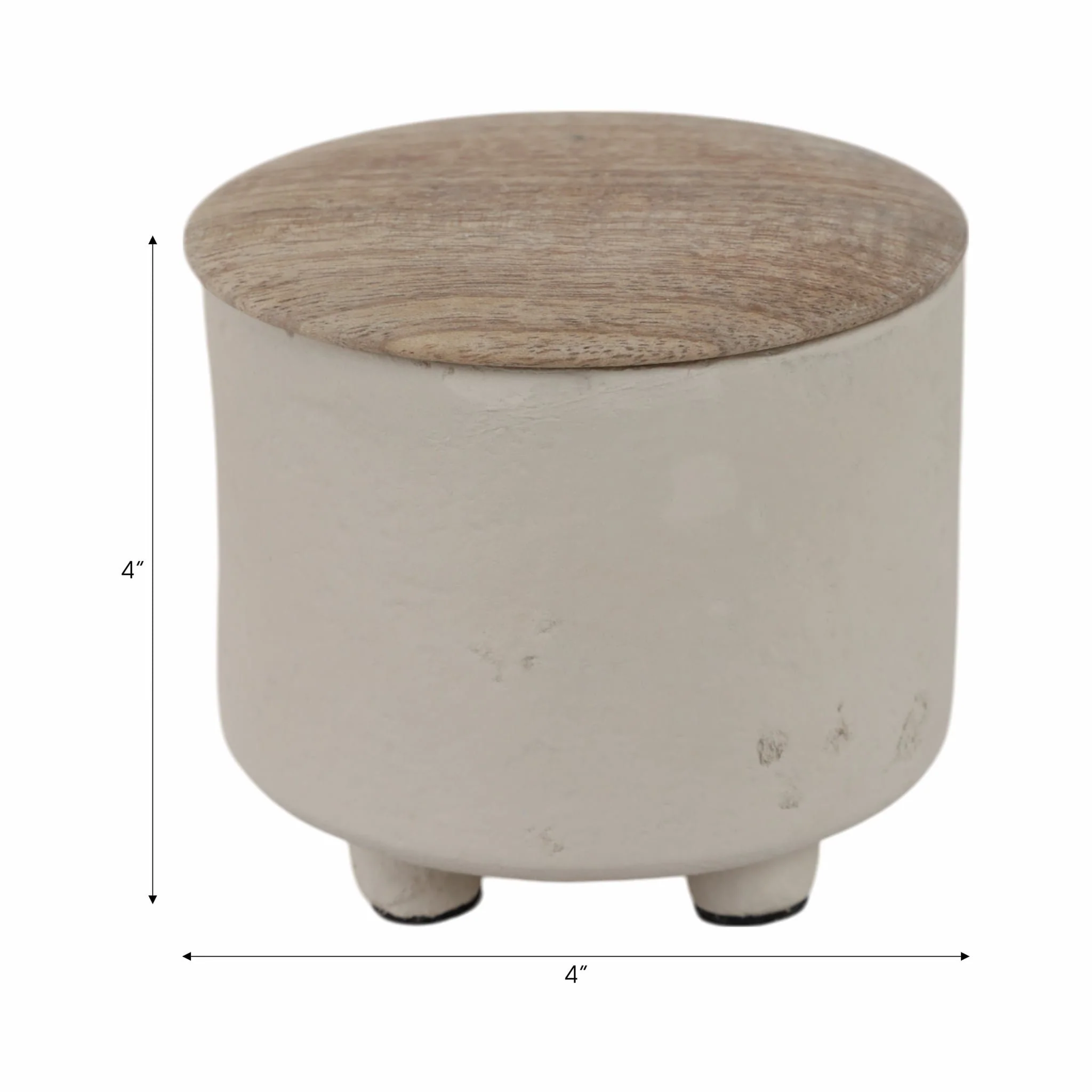 4" 7oz Euclyptus & Sage Footed Cndle W/lid, Cream - Image 6
