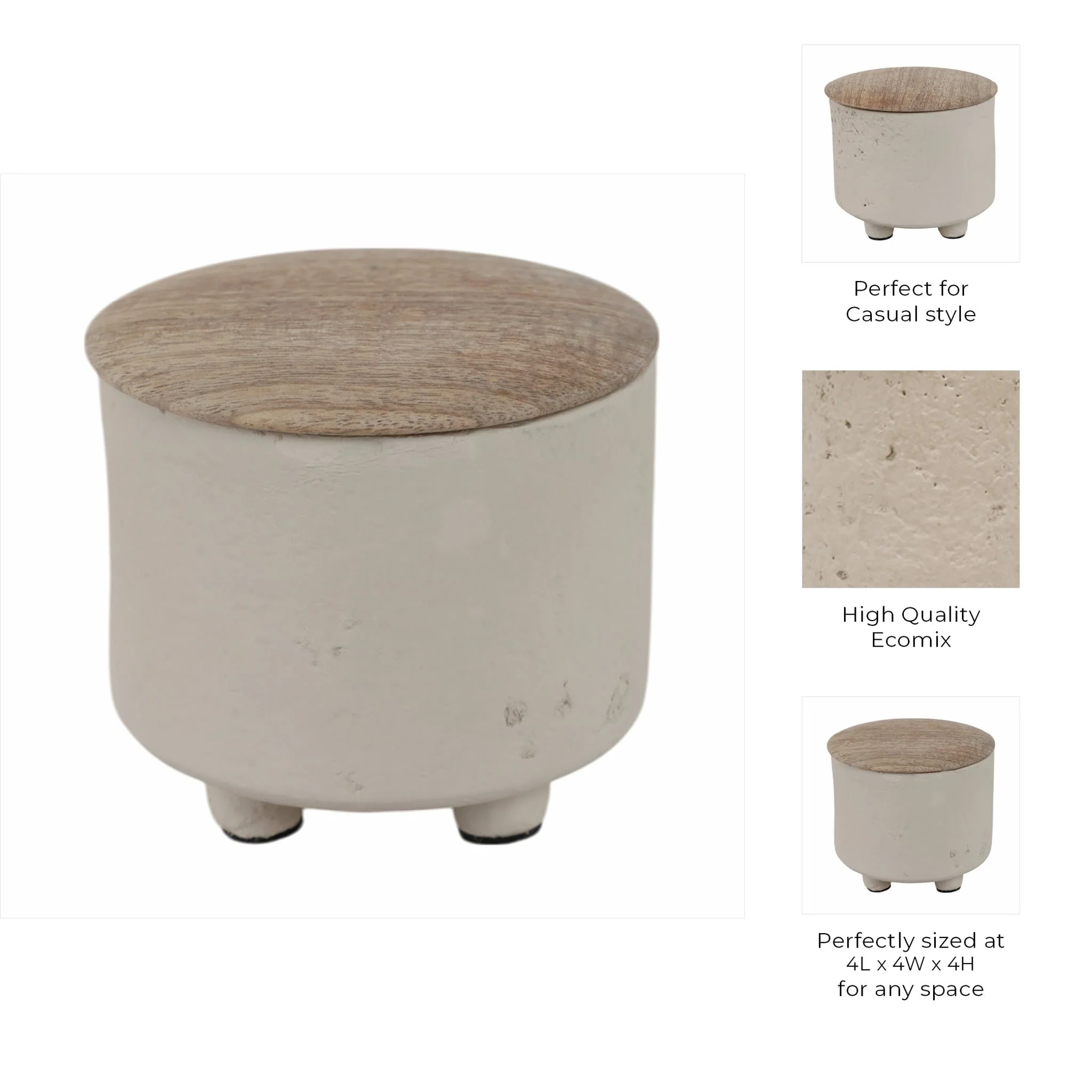 4" 7oz Euclyptus & Sage Footed Cndle W/lid, Cream - Image 7
