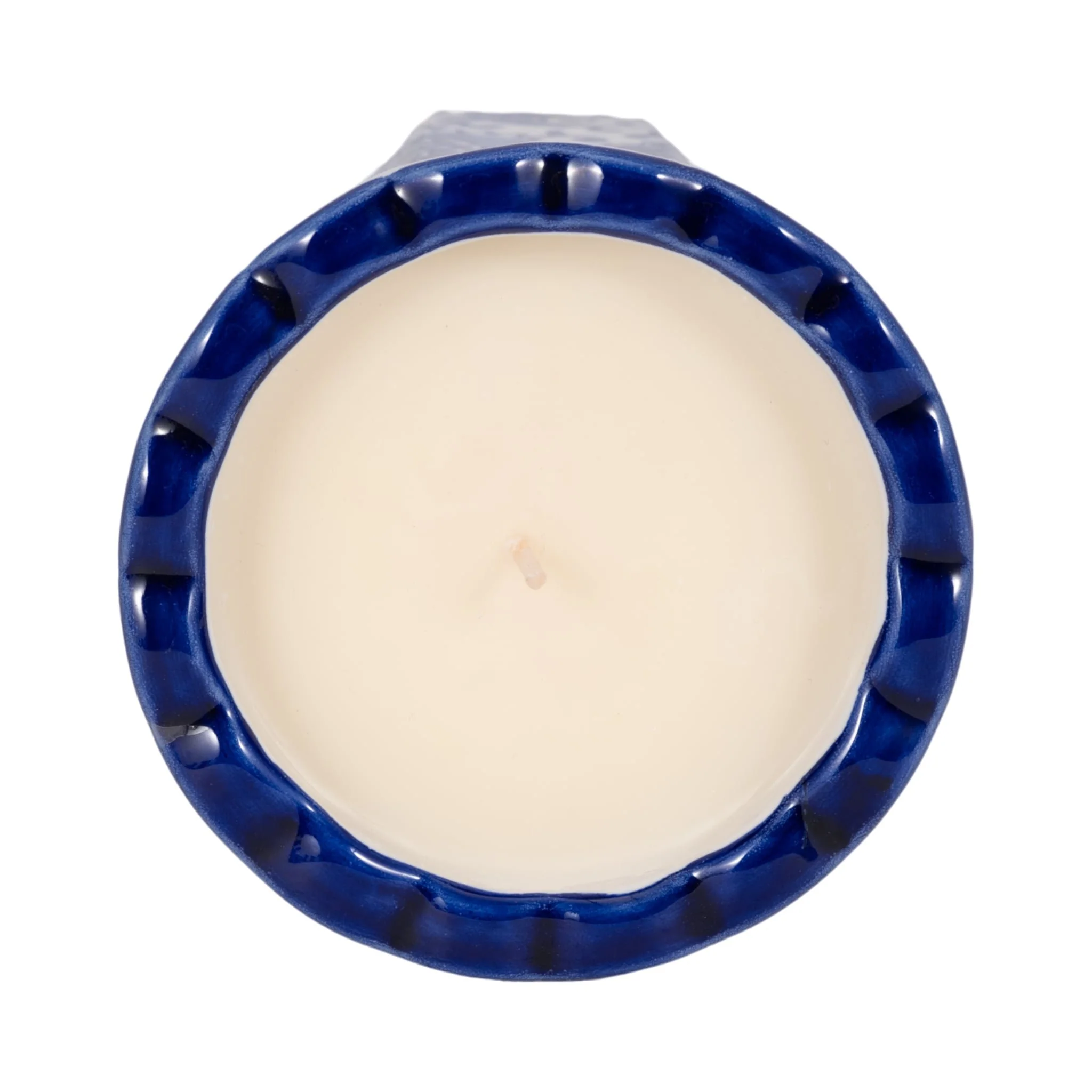 4", 7oz Fluted Chinoiserie Candle , Blue/white - Image 6