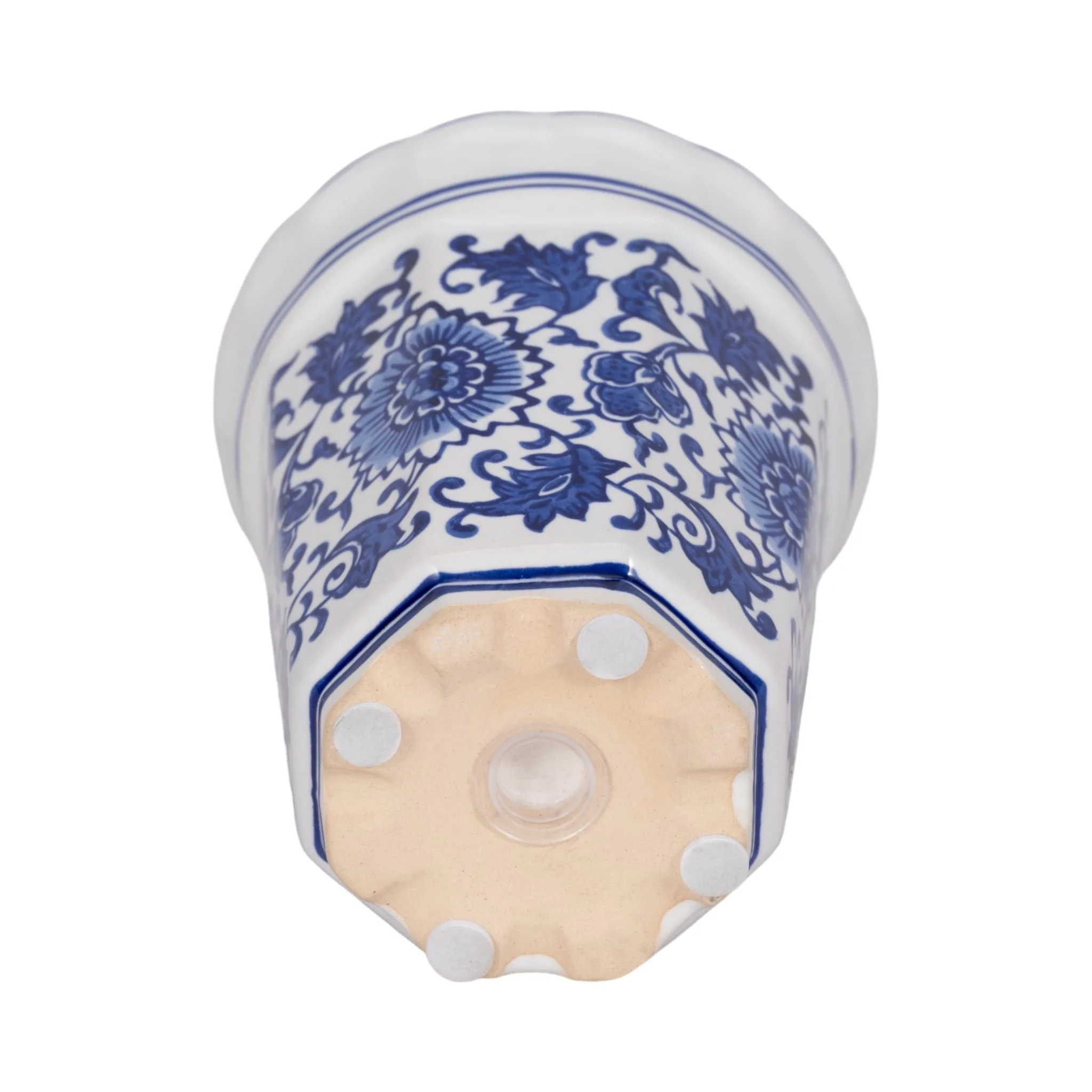 4", 7oz Fluted Chinoiserie Candle , Blue/white - Image 7