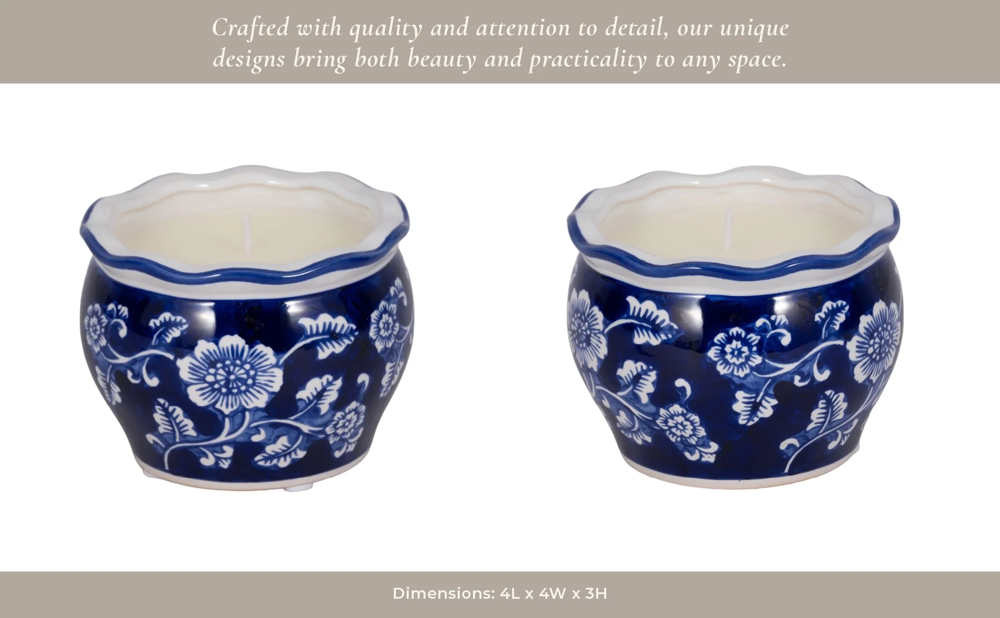4", 7oz Round Chinoiserie Candle , Blue/white - Image 12