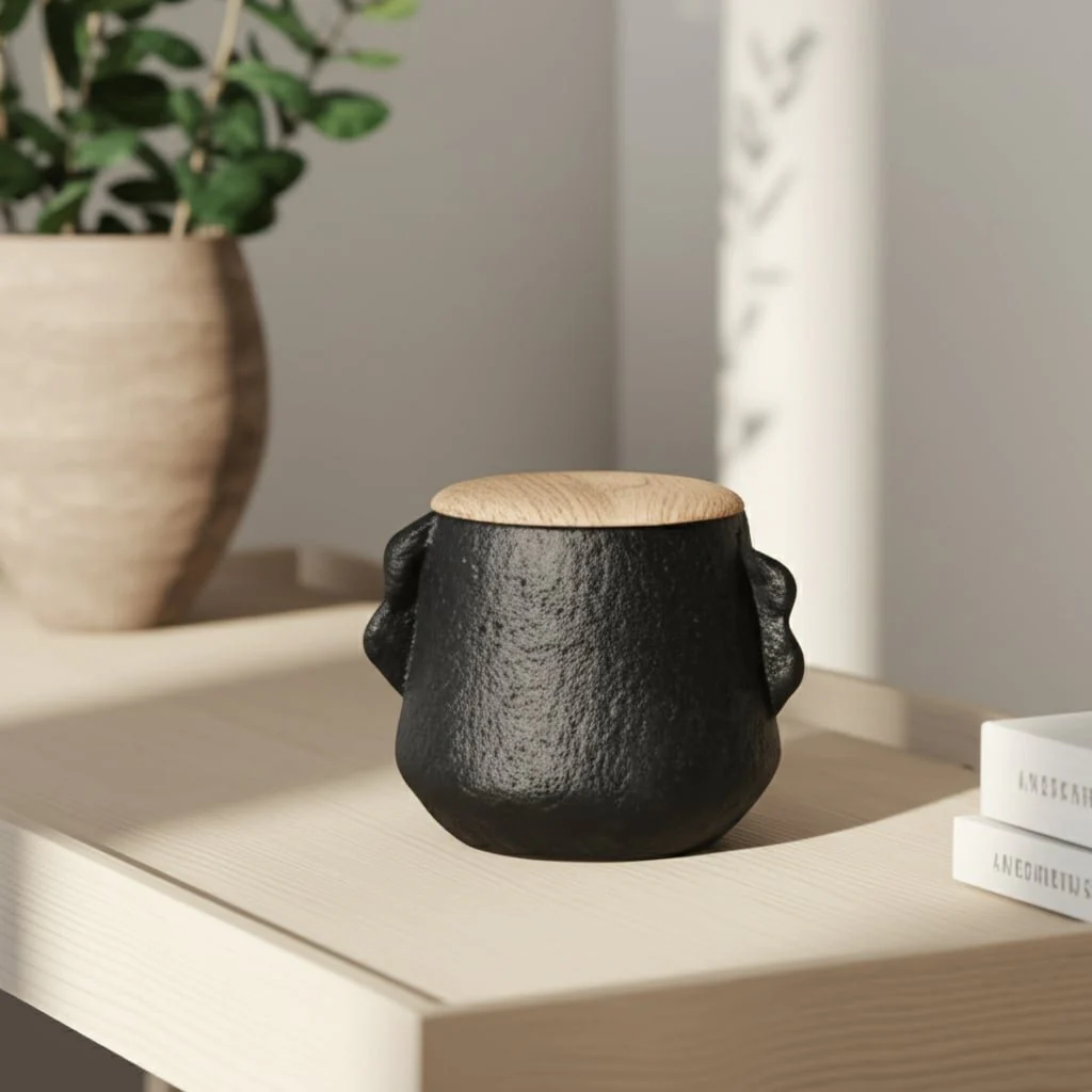4" 8 Oz Balsam & Myrrh Eared Candle With Lid, Blk - Image 11