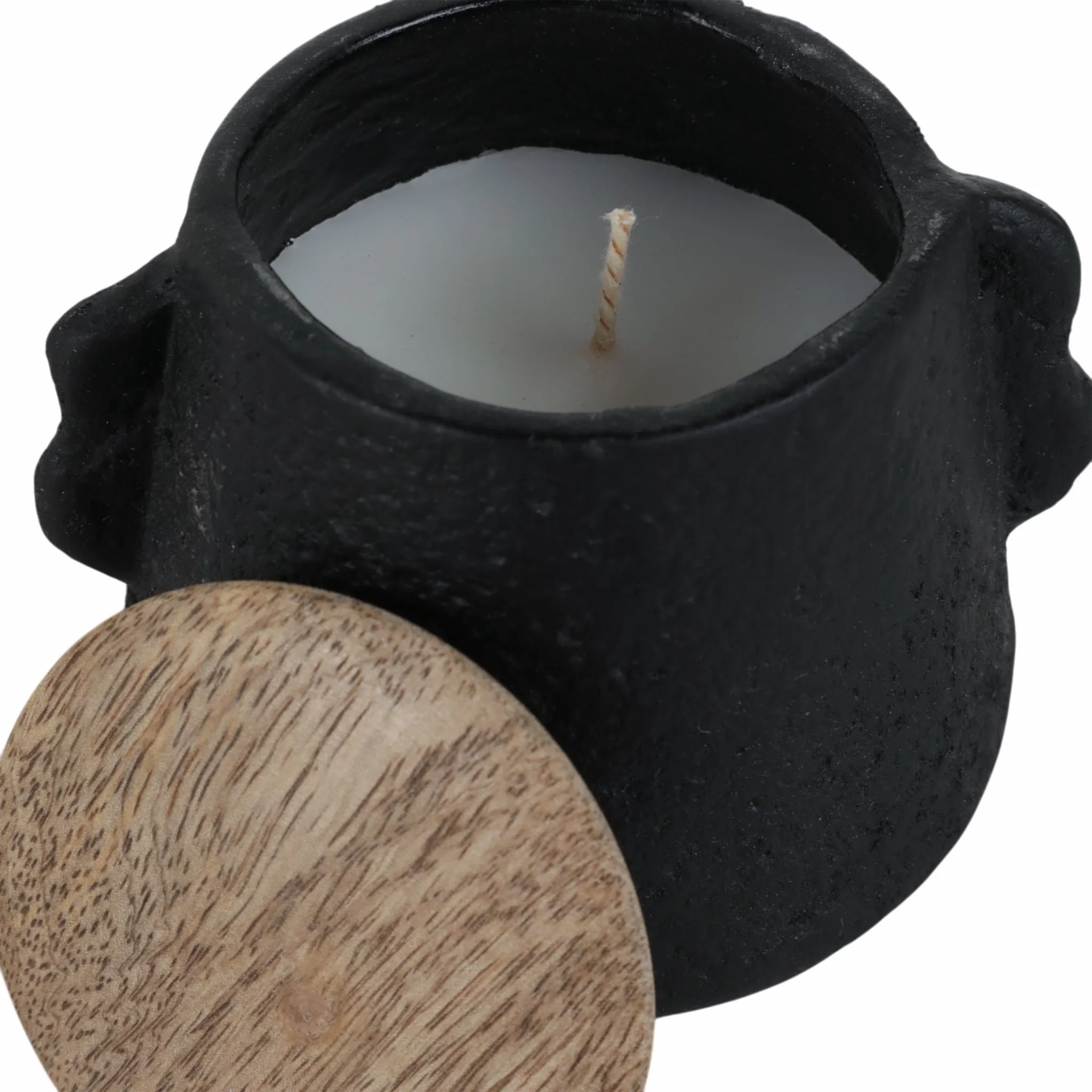 4" 8 Oz Balsam & Myrrh Eared Candle With Lid, Blk - Image 4