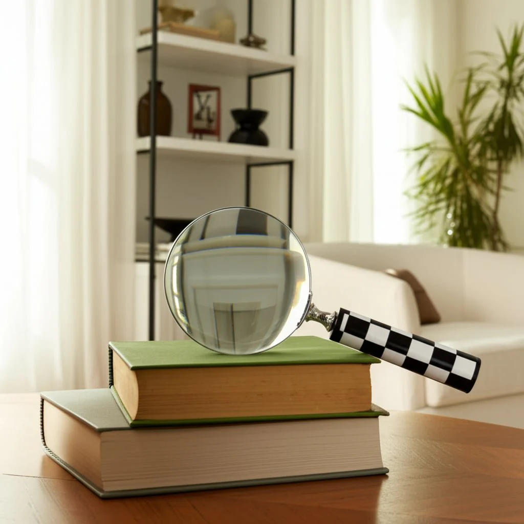 4" Checkerboard Handle Magnifying Glass, Black/whi - Image 10