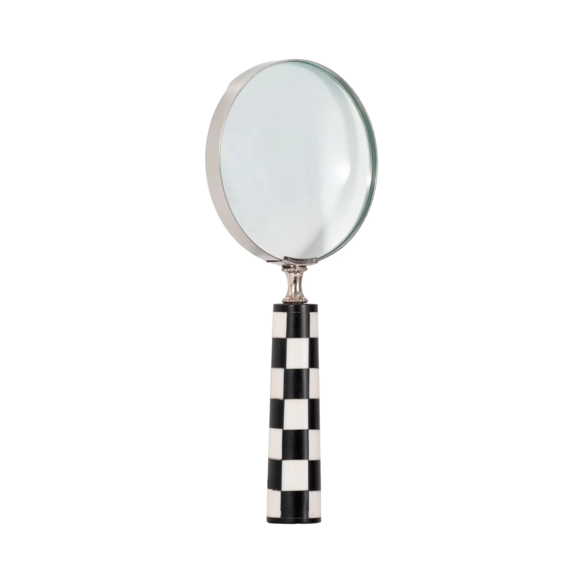 4" Checkerboard Handle Magnifying Glass, Black/whi - Image 2