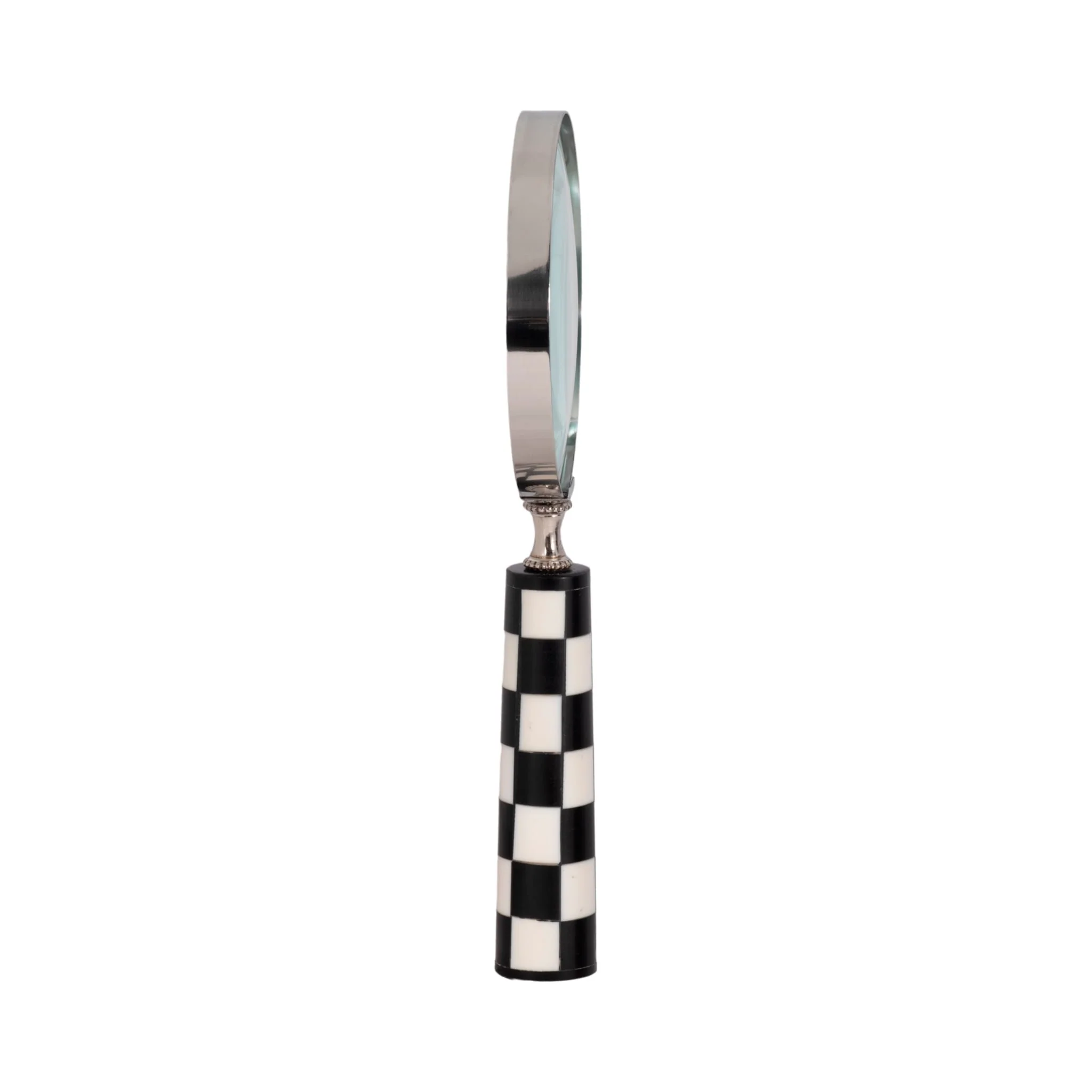 4" Checkerboard Handle Magnifying Glass, Black/whi - Image 3