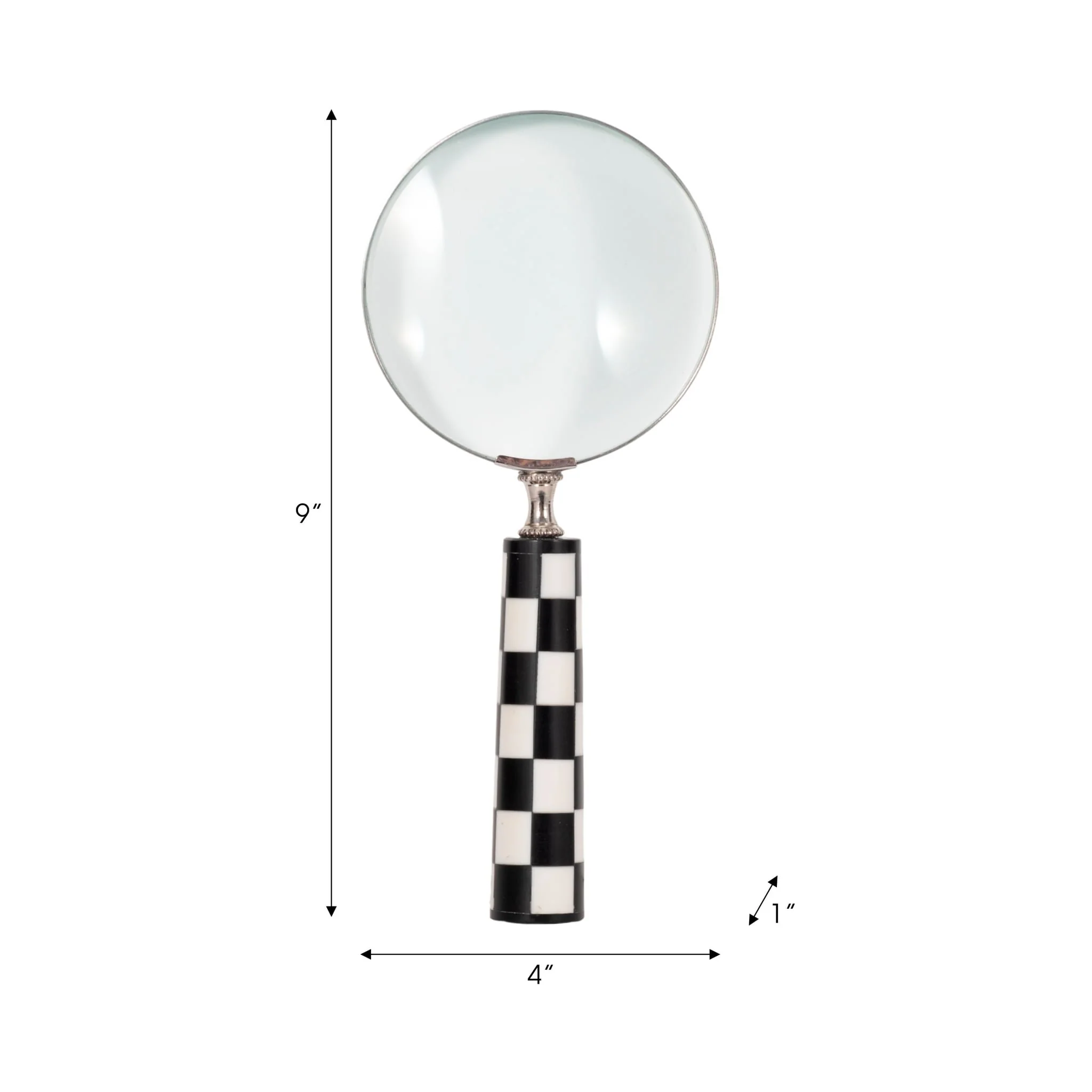 4" Checkerboard Handle Magnifying Glass, Black/whi - Image 6