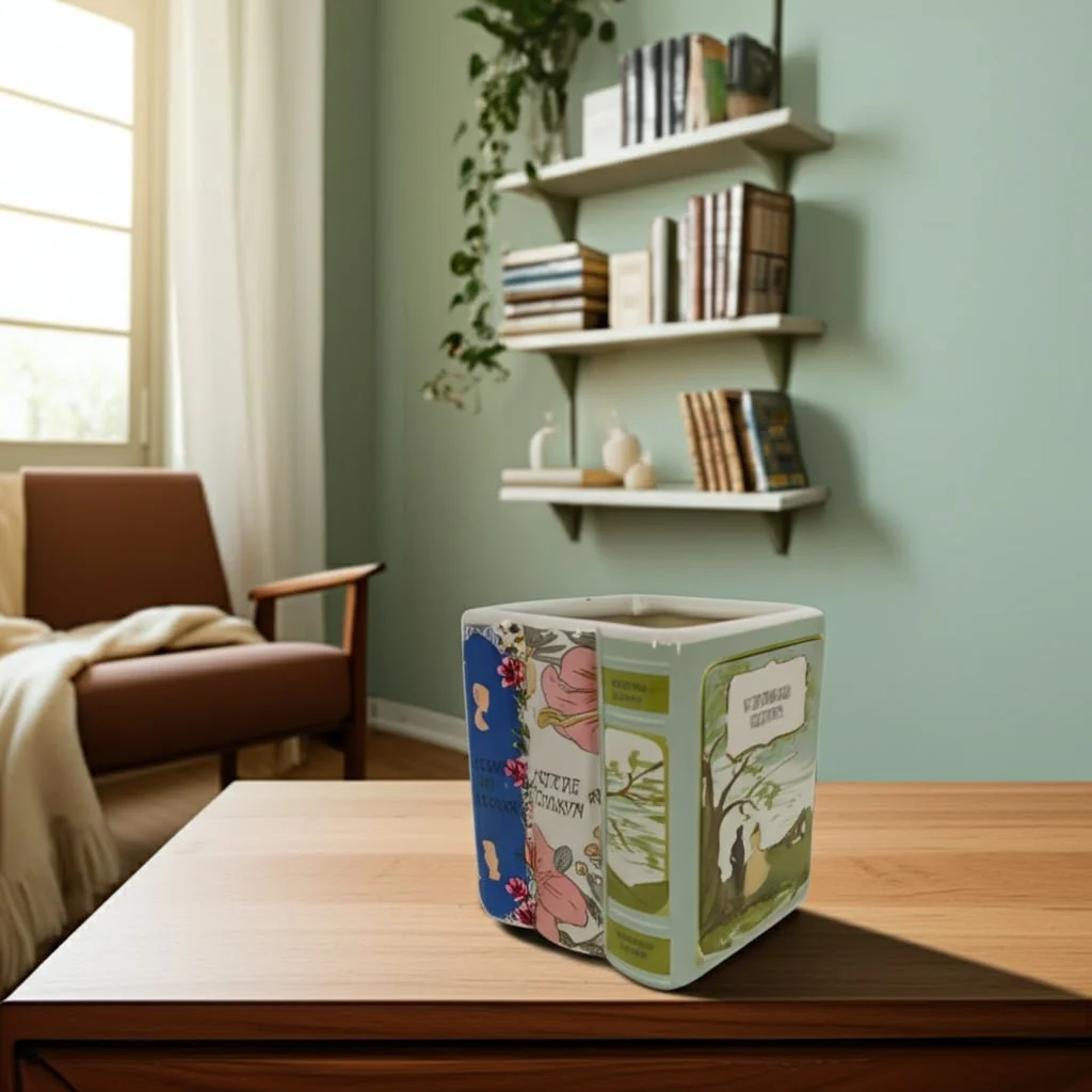 4" Classic Books Pencil Cup, Multi - Image 11