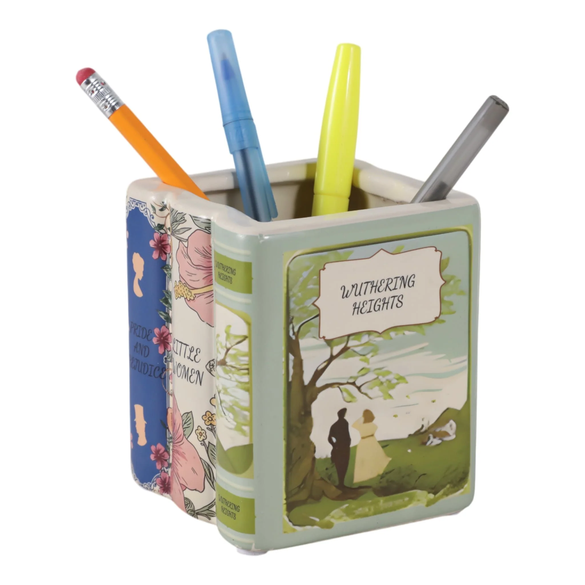 4" Classic Books Pencil Cup, Multi - Image 2