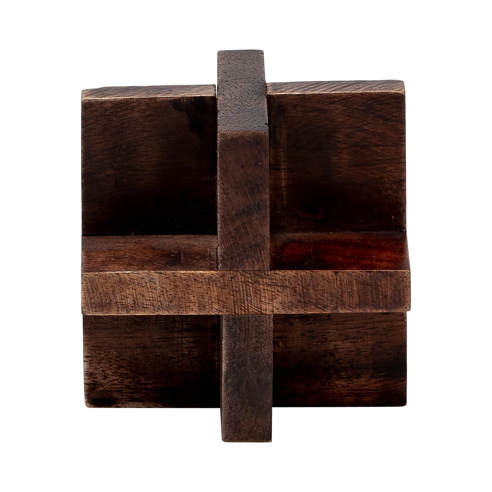 4", Cross Wooden Orb, Brown - Image 2