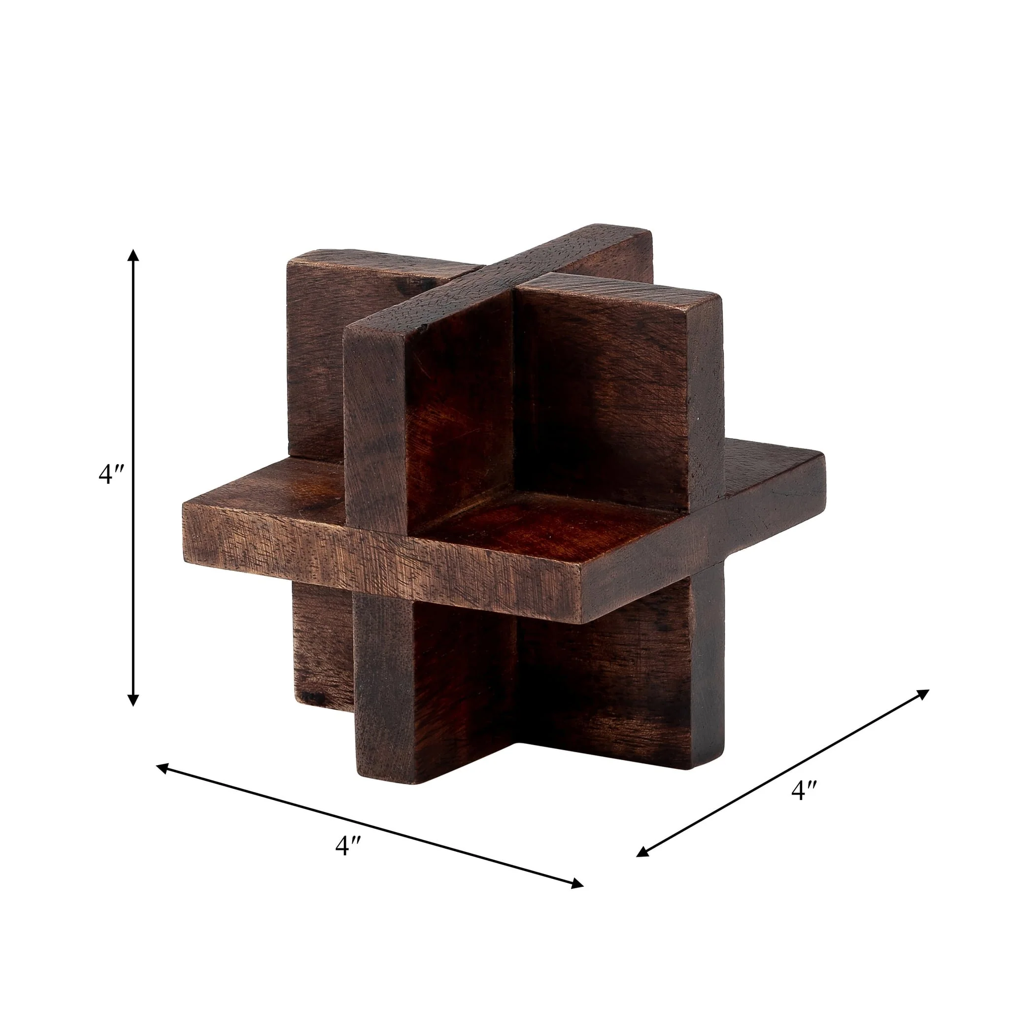 4", Cross Wooden Orb, Brown - Image 7