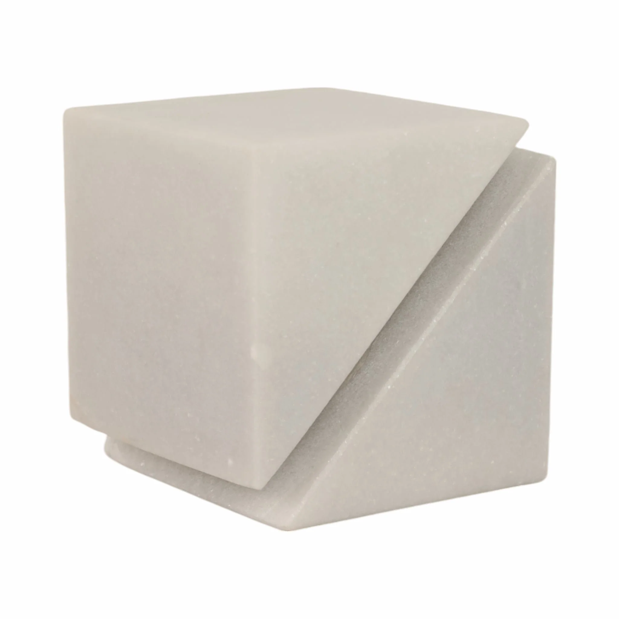 4" Cut Marble Cube, White - Image 2