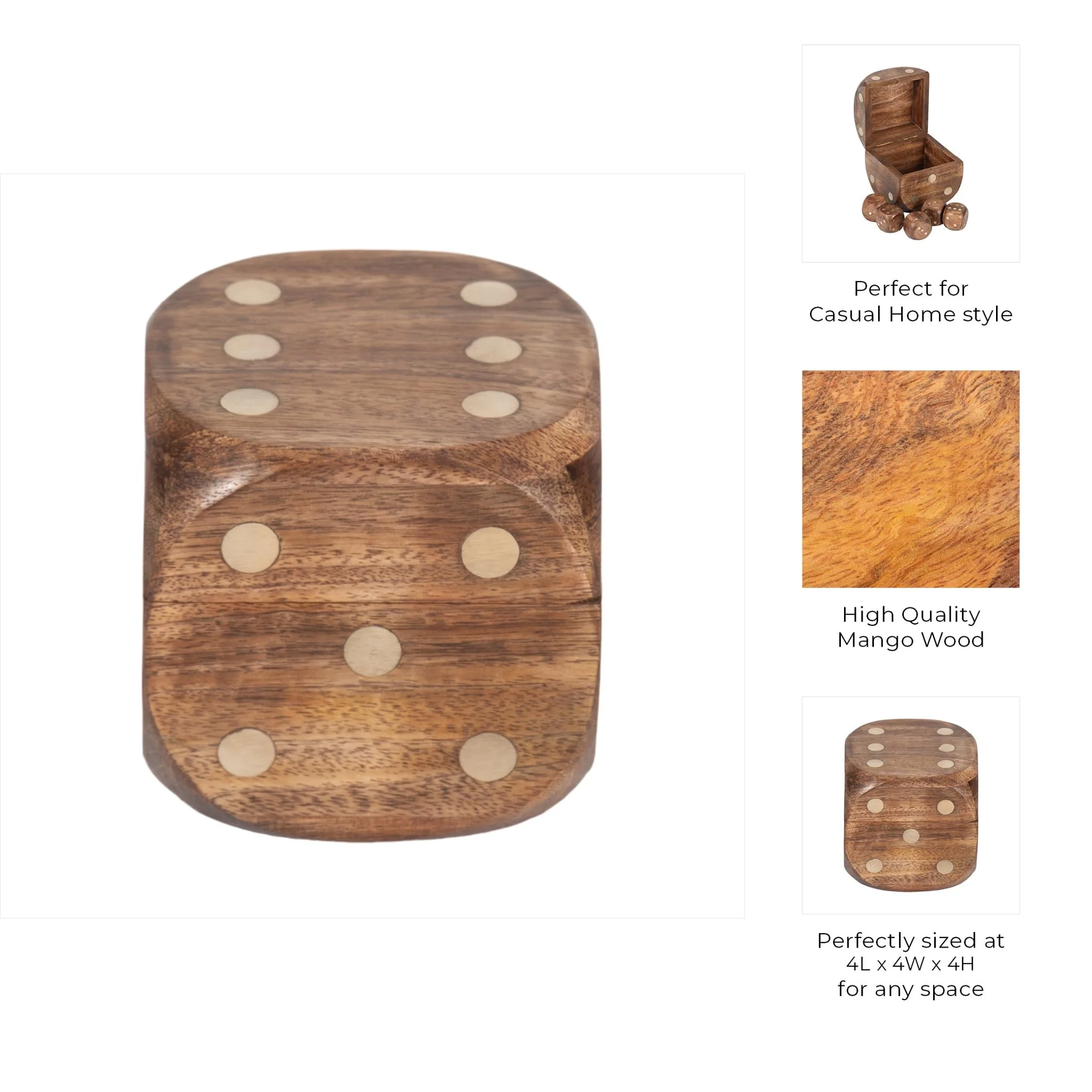 4" Dice Box With Dice Inside, Brown - Image 10